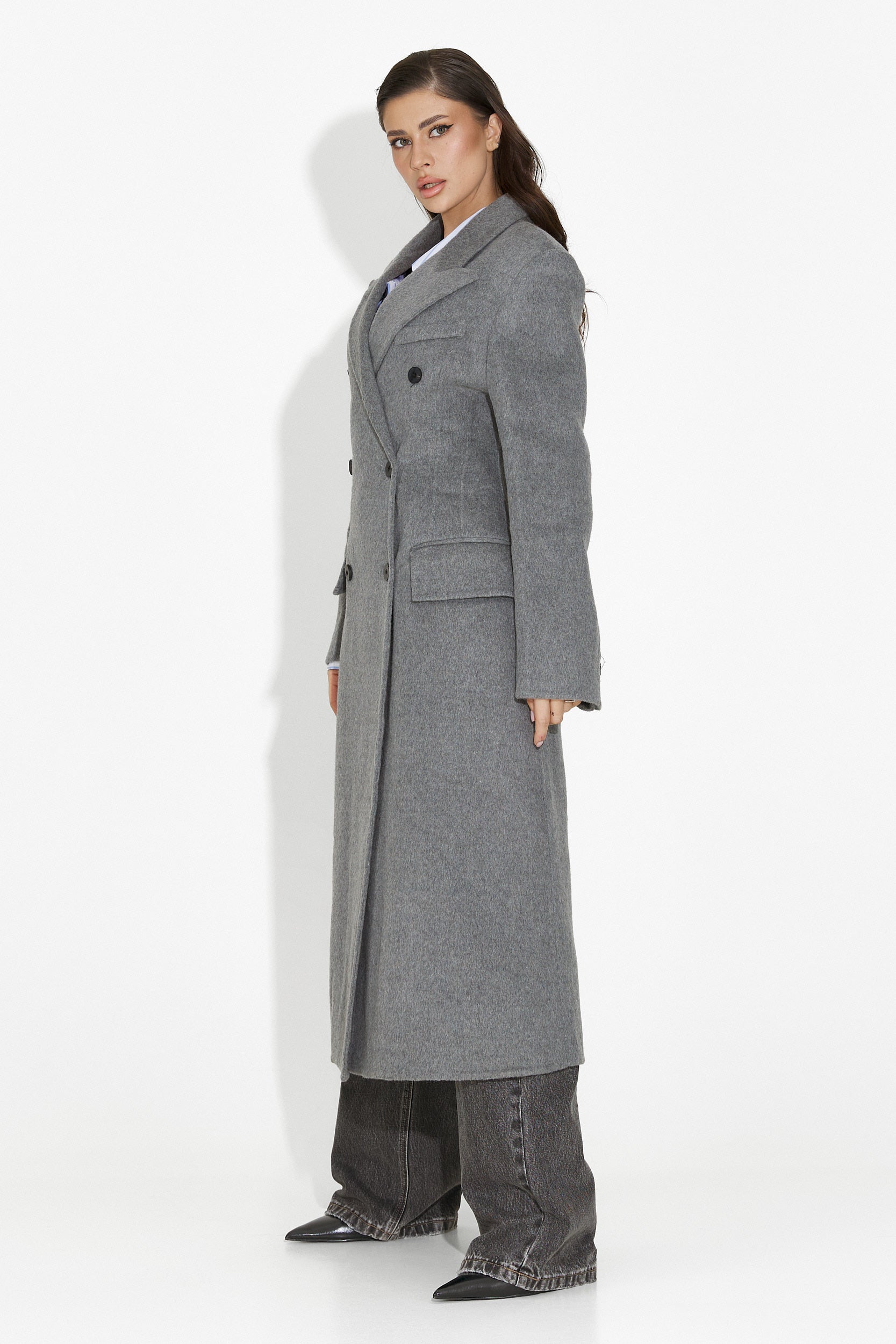 Κομψό γυναικείο παλτό γκρι Savira Bogas