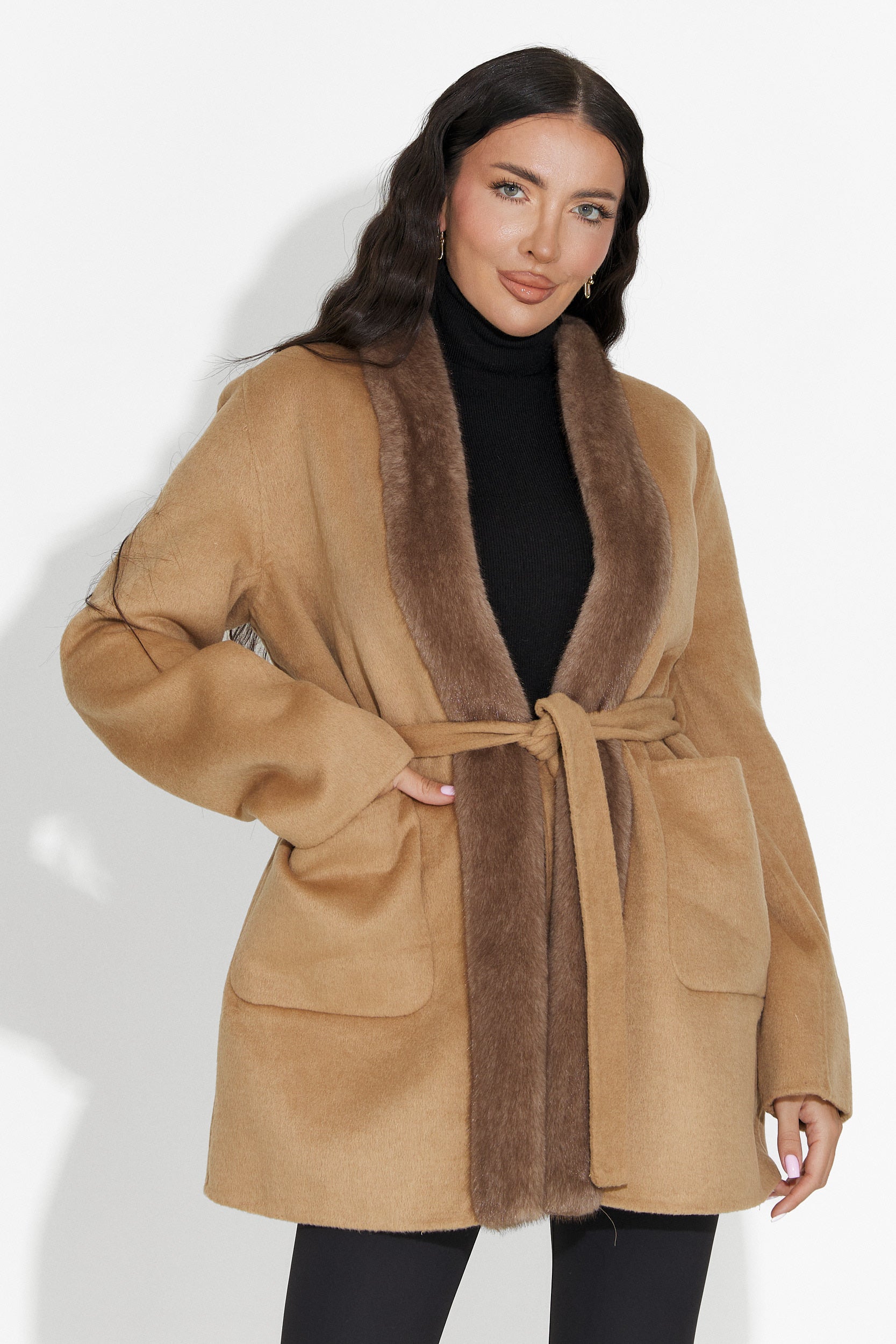 Elegant brown women's coat Gelira Bogas