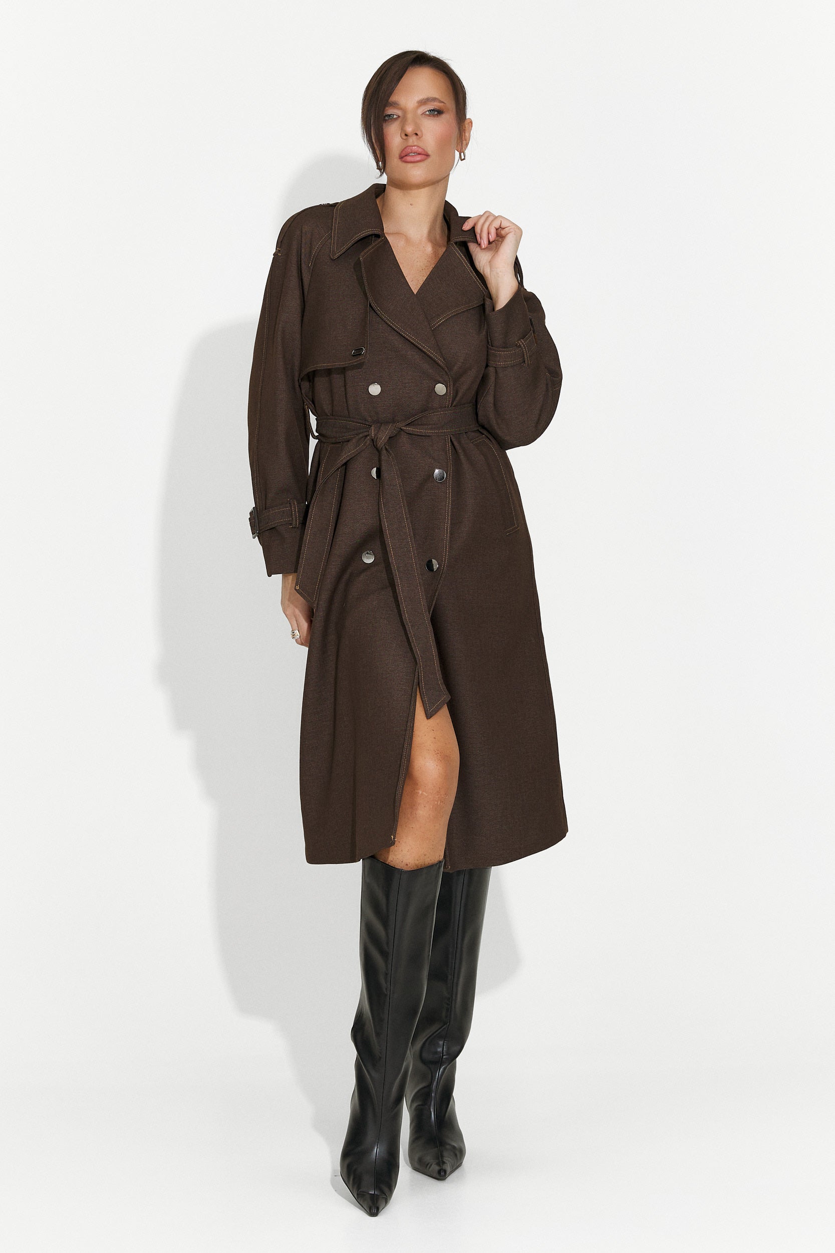 Cappotto donna elegante marrone Nuvia Bogas