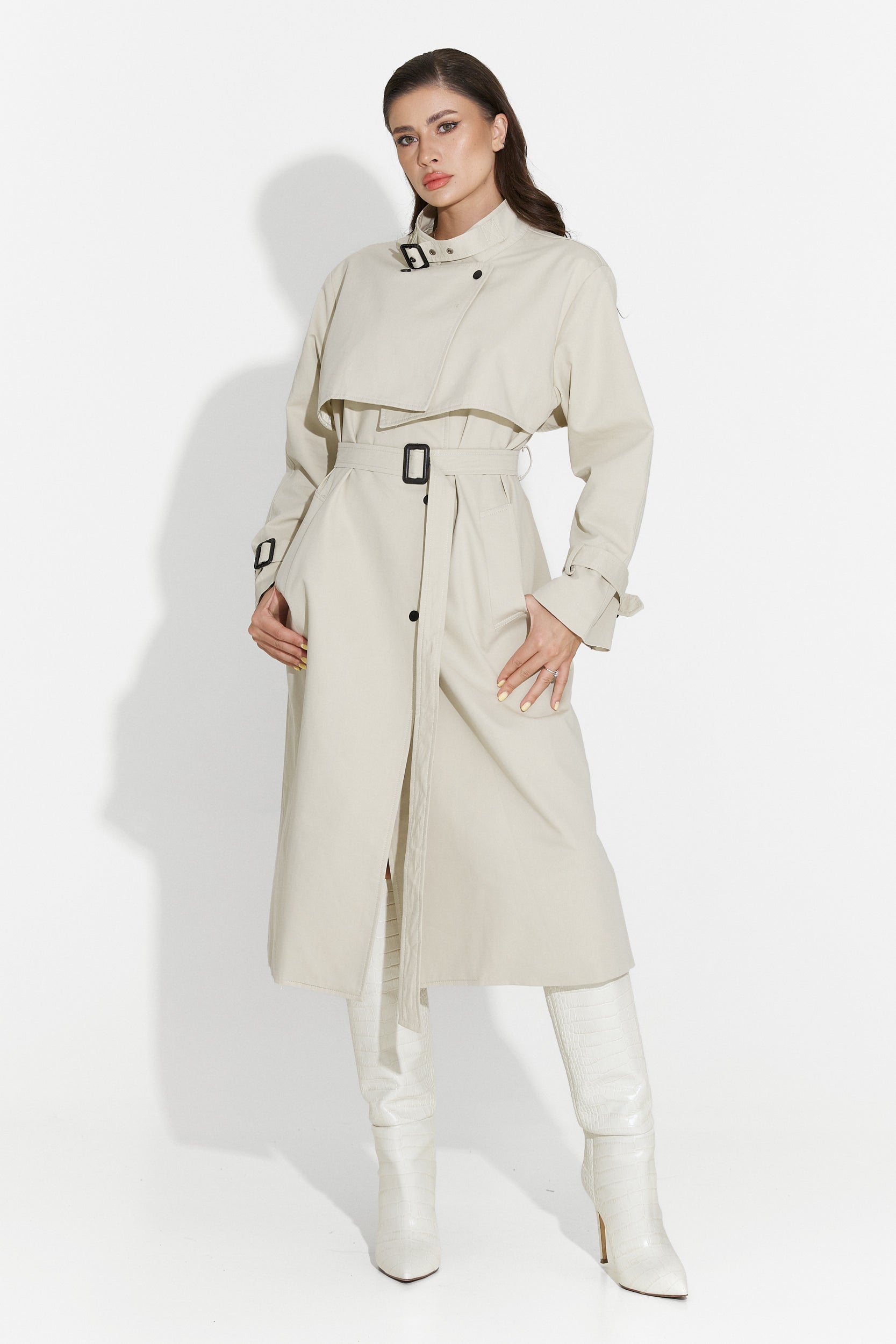 Emalia Bogas Langer Grauer Damenmantel