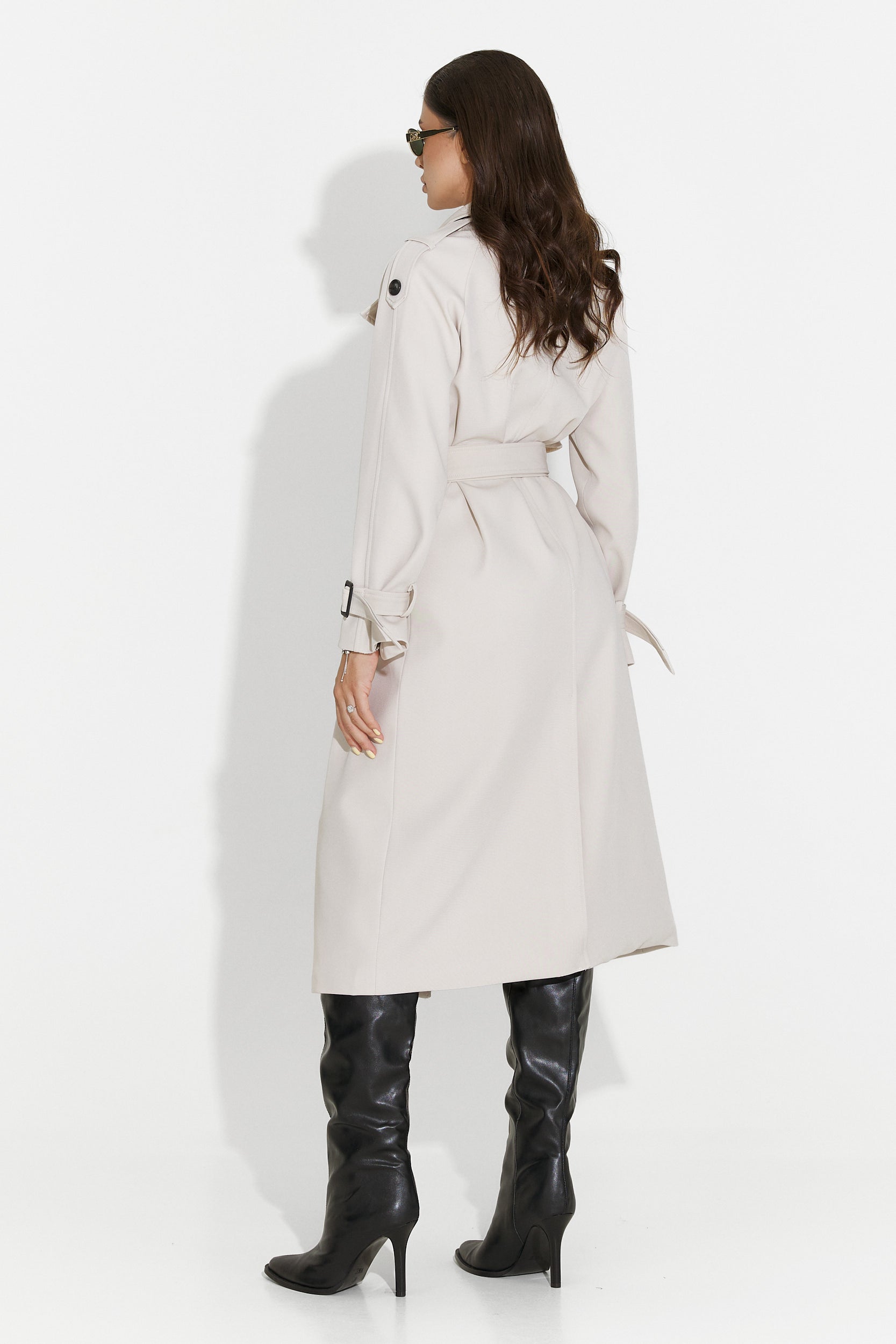 Długi płaszcz damski grej Misena Bogas