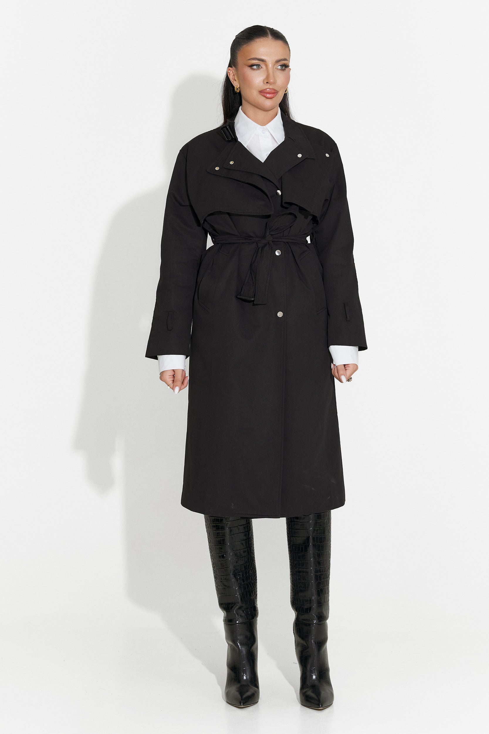 Abrigo Largo Negro para Damas de Emalia Bogas