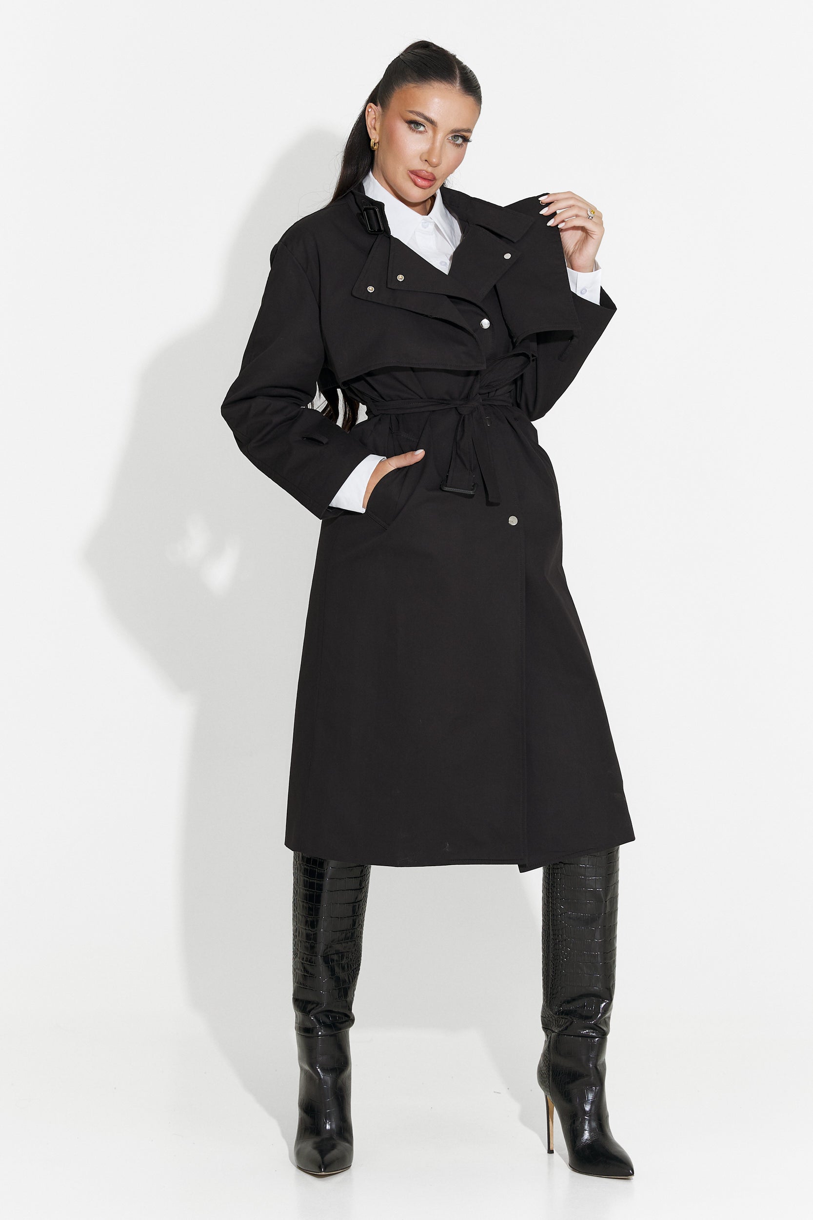 Abrigo Largo Negro para Damas de Emalia Bogas