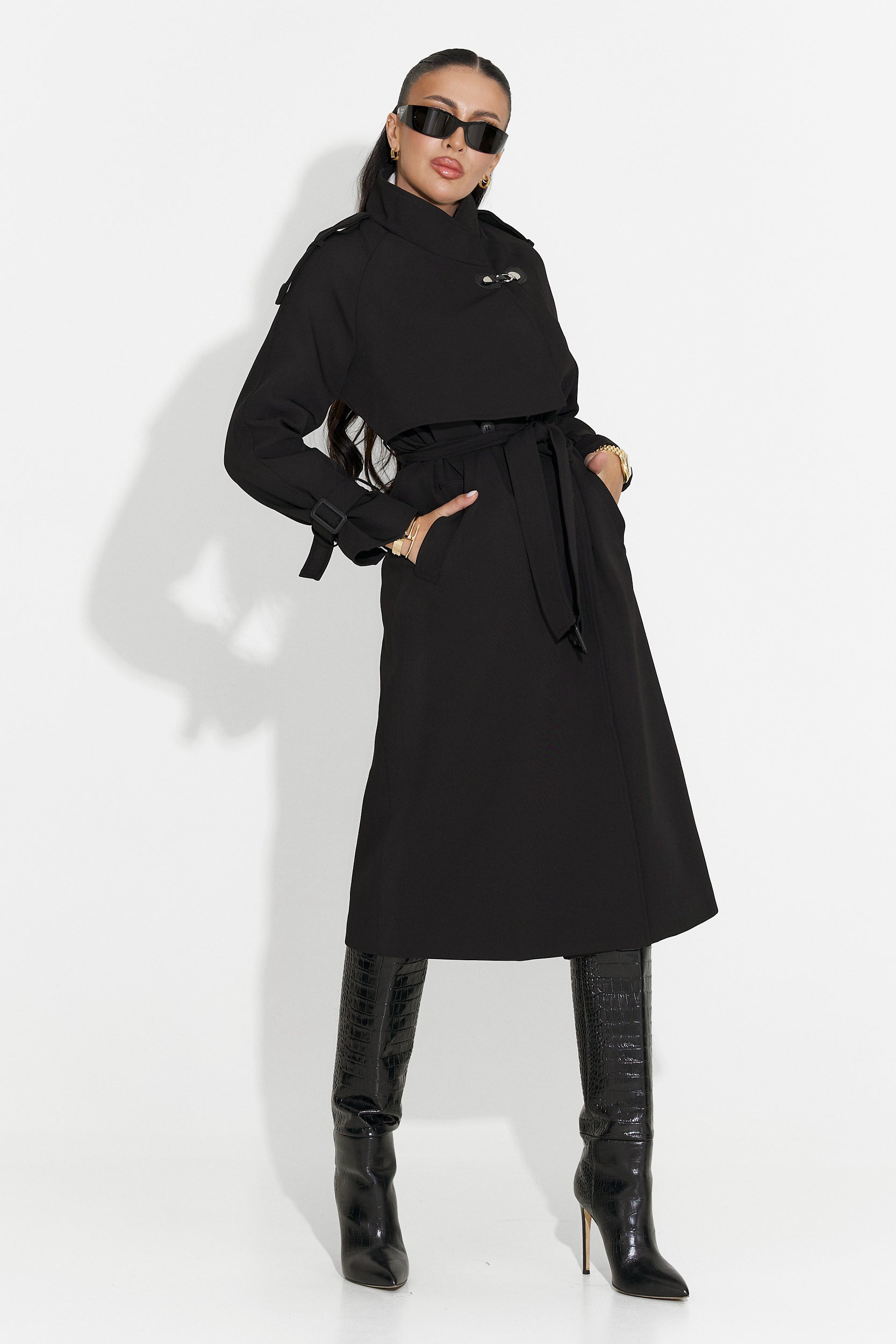 Abrigo Largo Negro para Damas de Misena Bogas