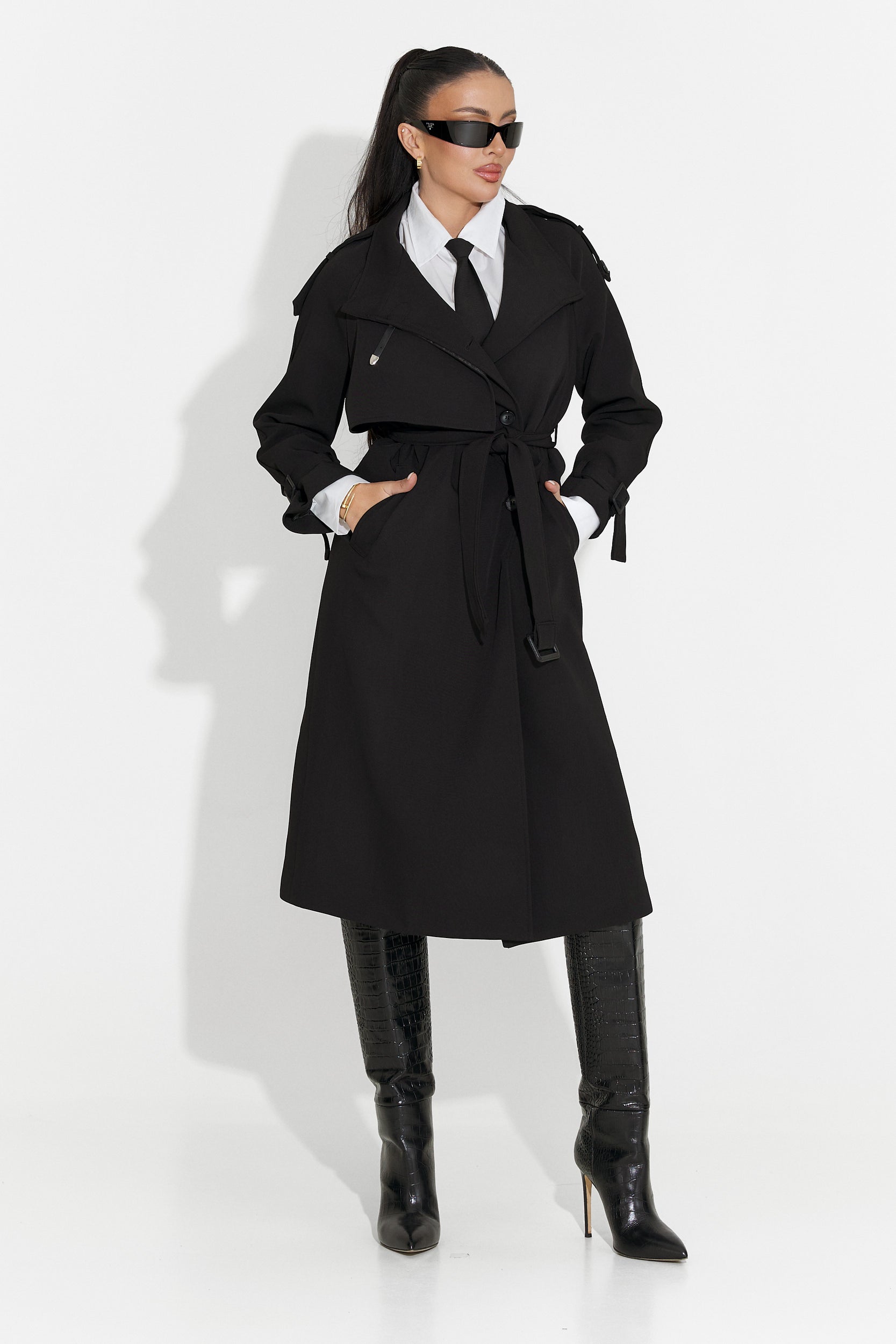 Misena Bogas Long Black Ladies Coat