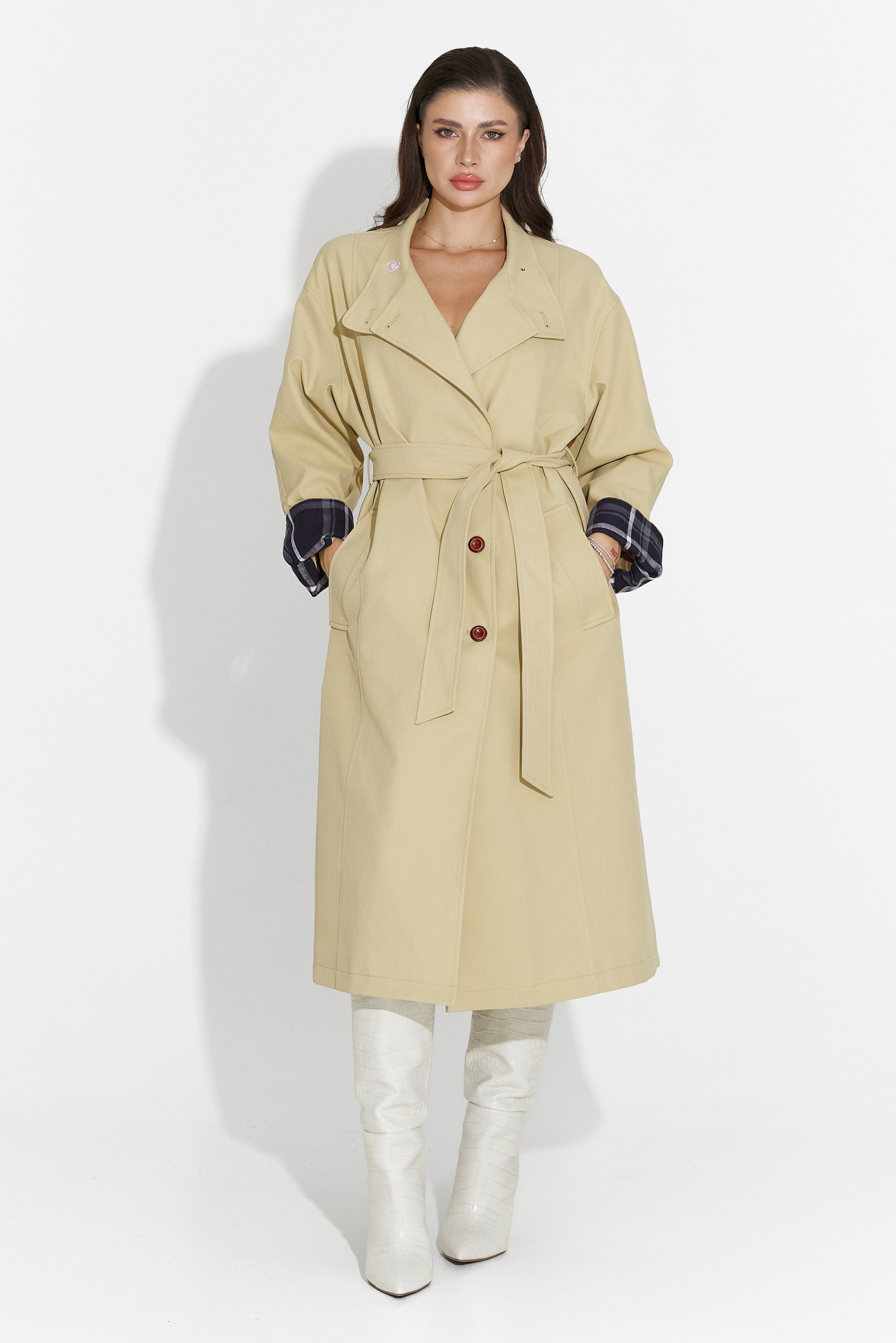 Płaszcz damski średni brązowy Dakisa Bogas