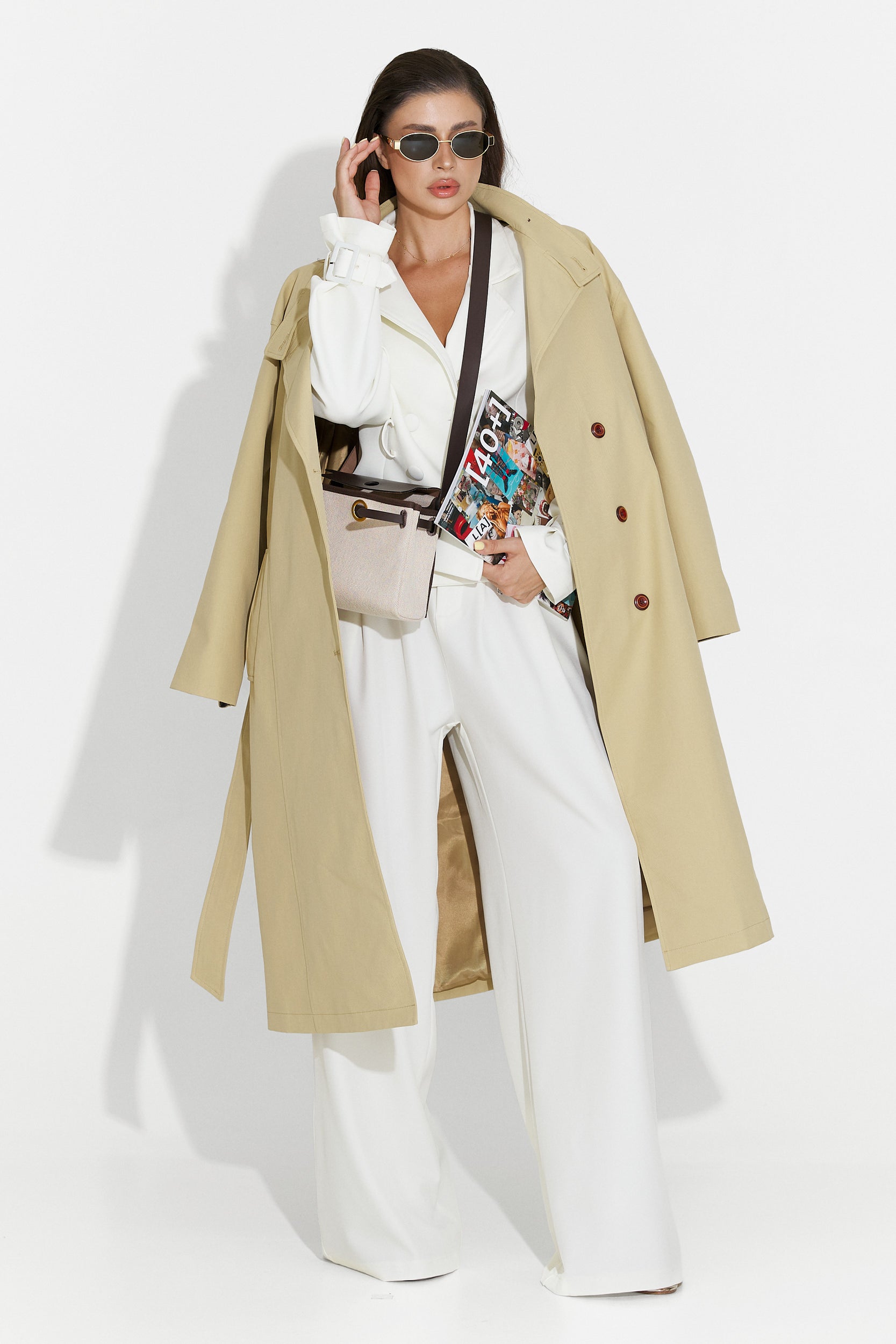 Płaszcz damski średni brązowy Dakisa Bogas