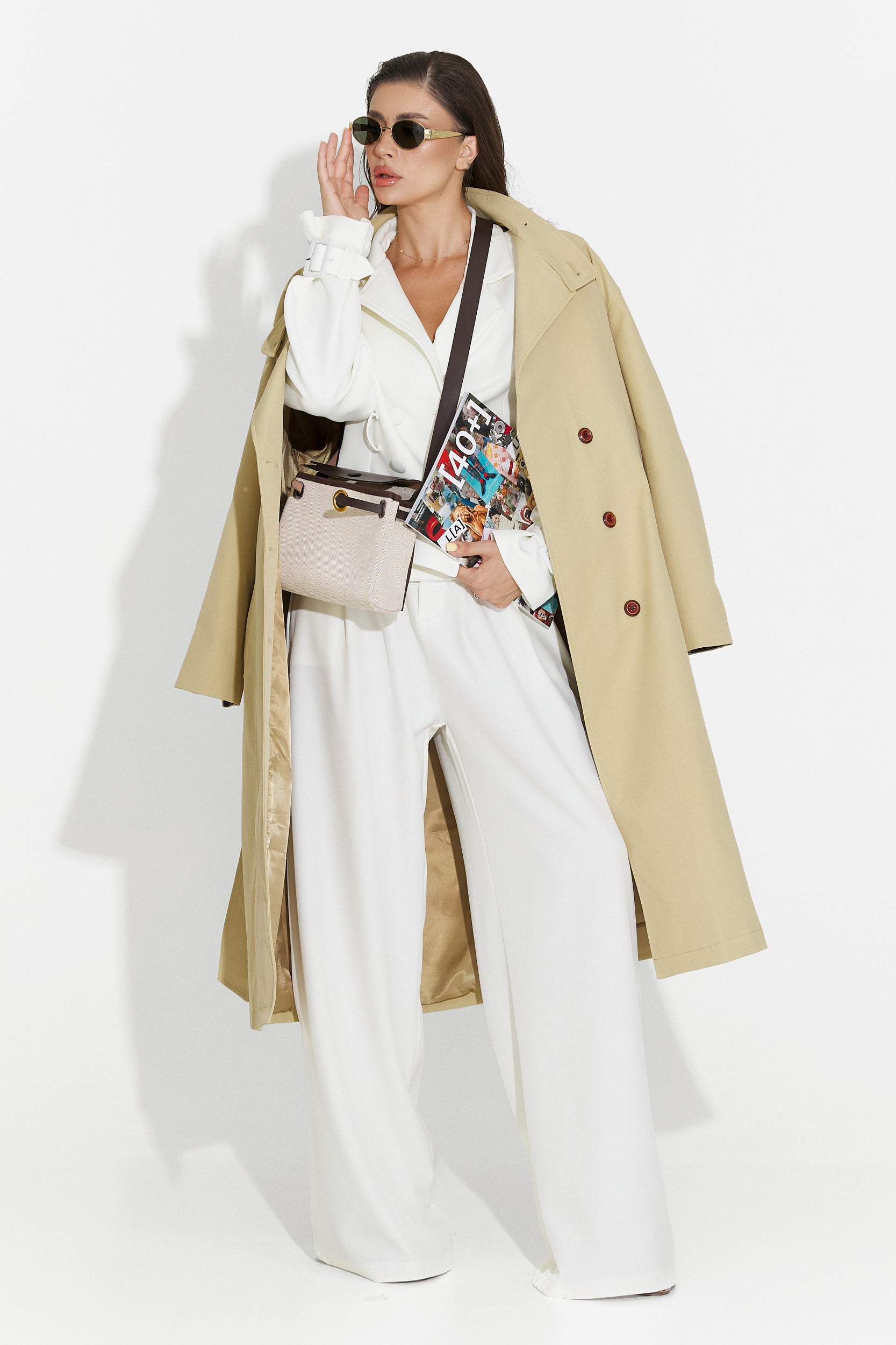 Płaszcz damski średni brązowy Dakisa Bogas