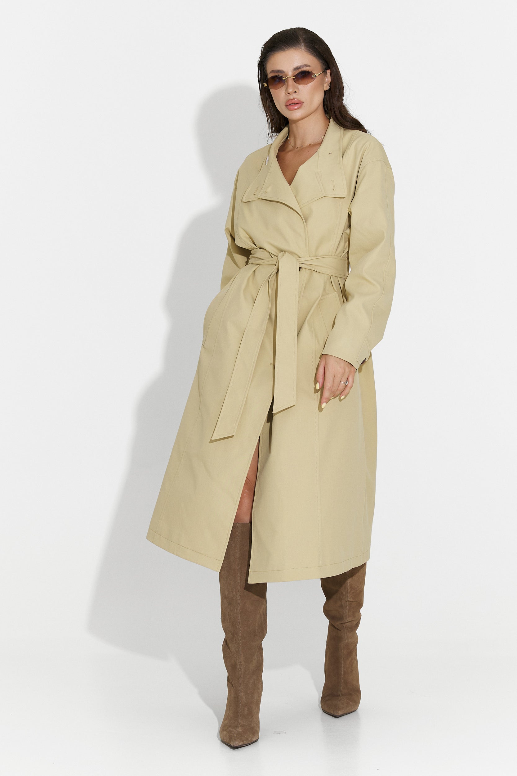 Płaszcz damski średni brązowy Dakisa Bogas