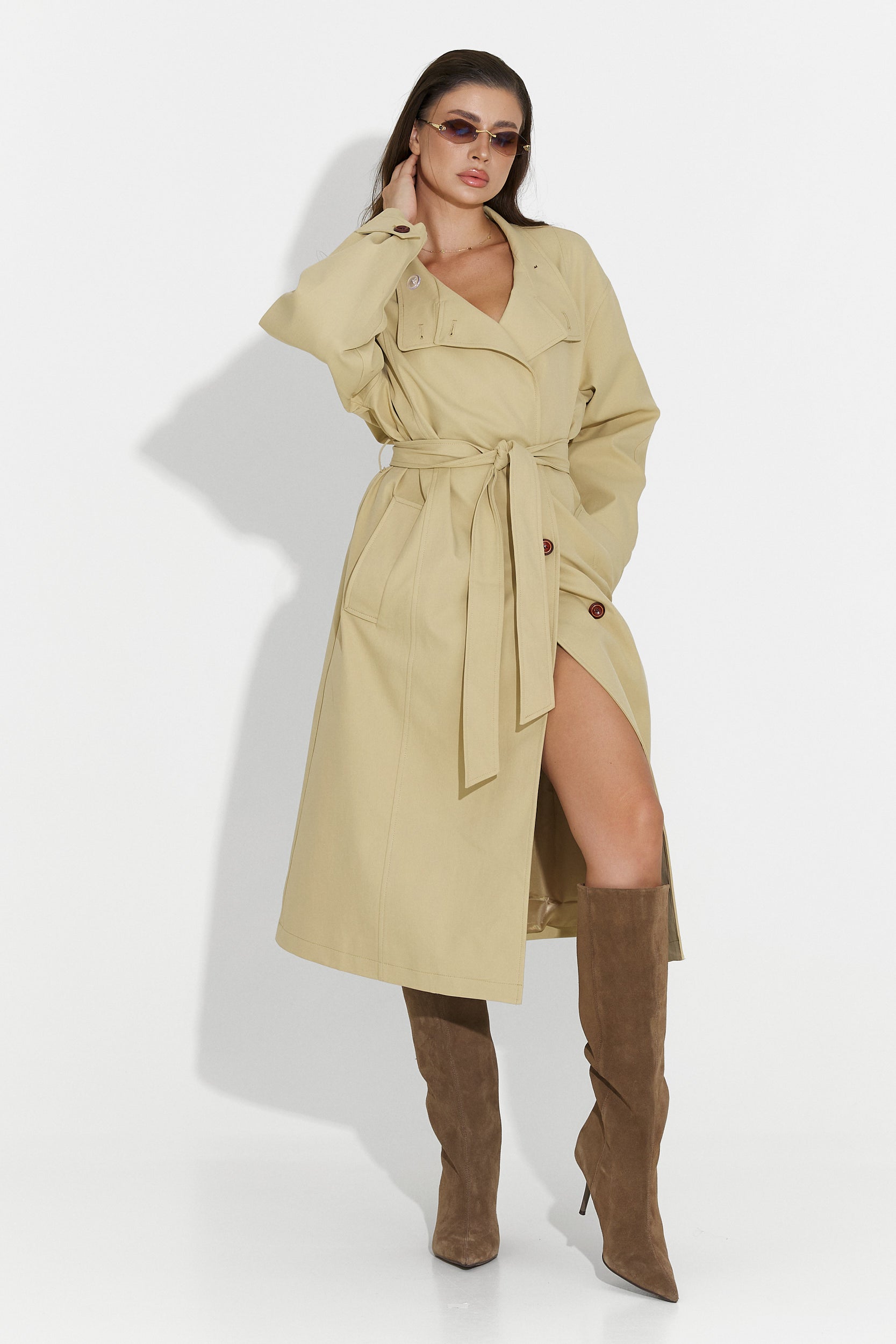 Płaszcz damski średni brązowy Dakisa Bogas