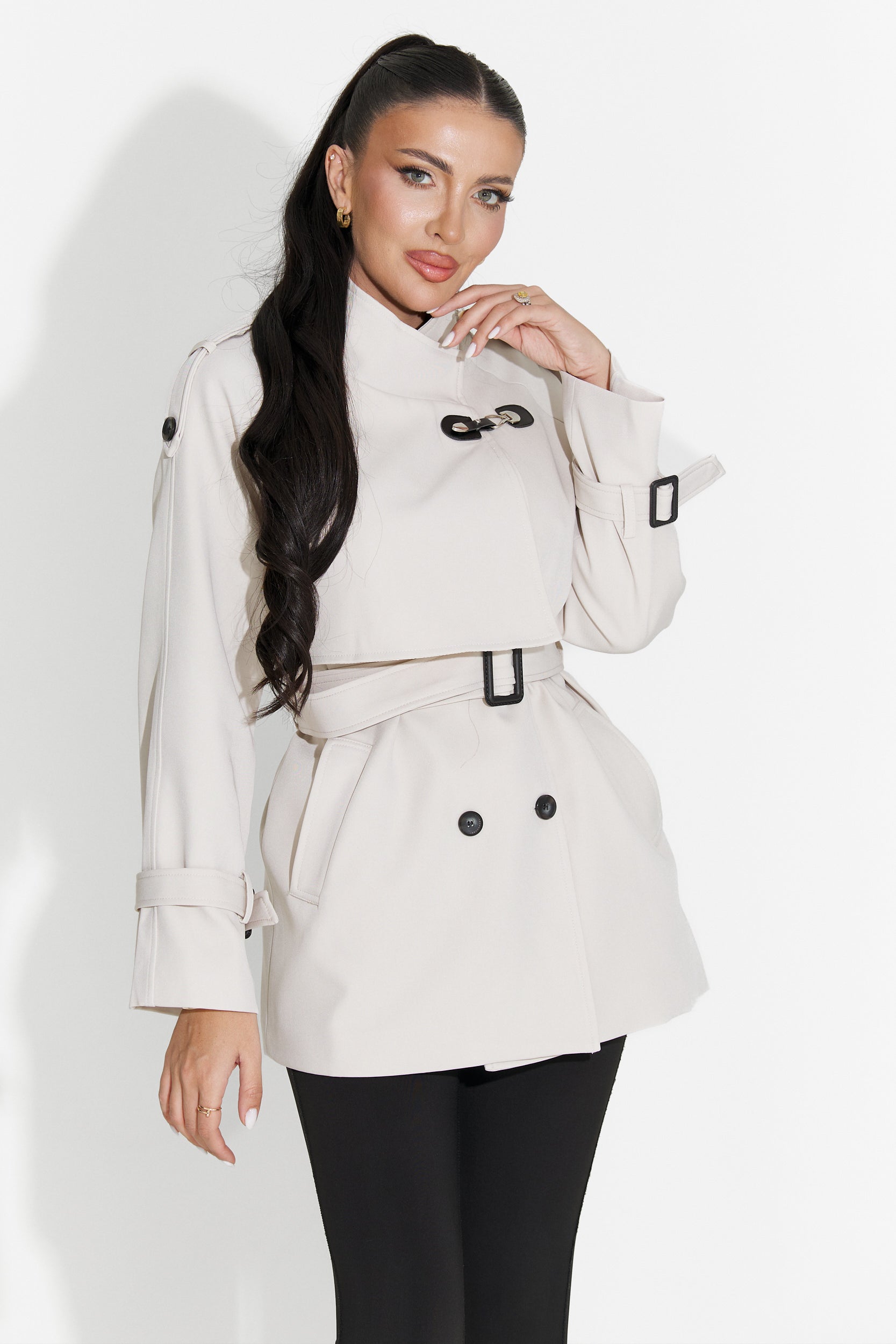 Cenavia Bogas Short Grey Women's Coat