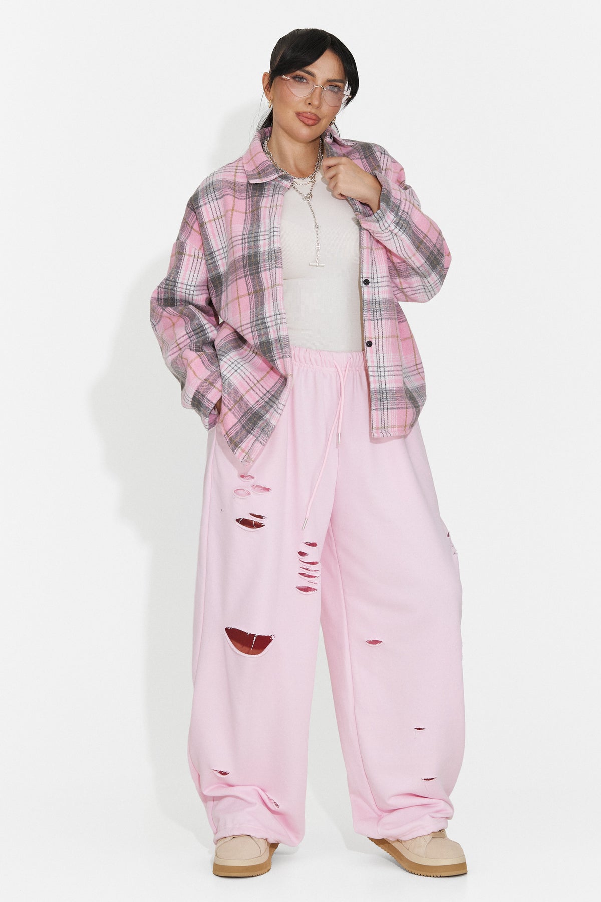 Pantaloni casual roz Lulaoa Bogas