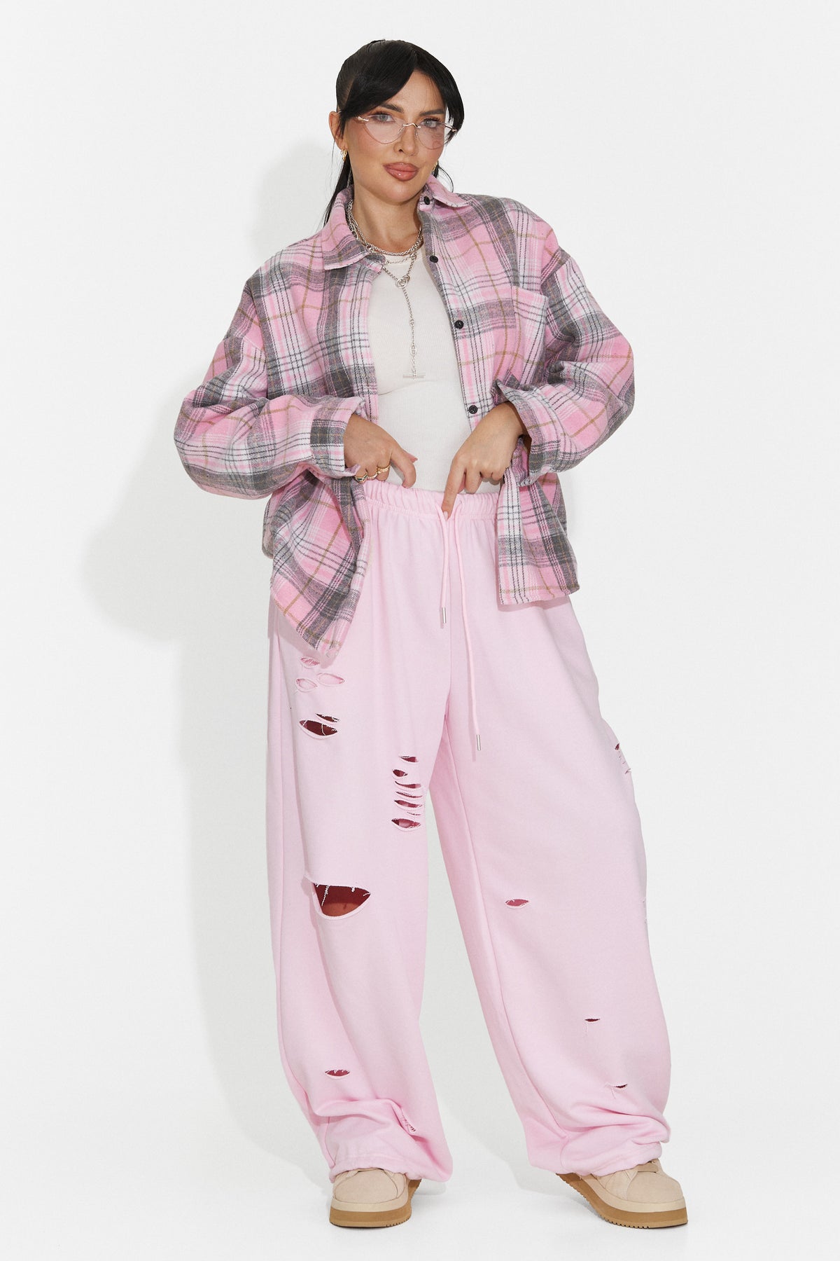 Pantaloni casual roz Lulaoa Bogas