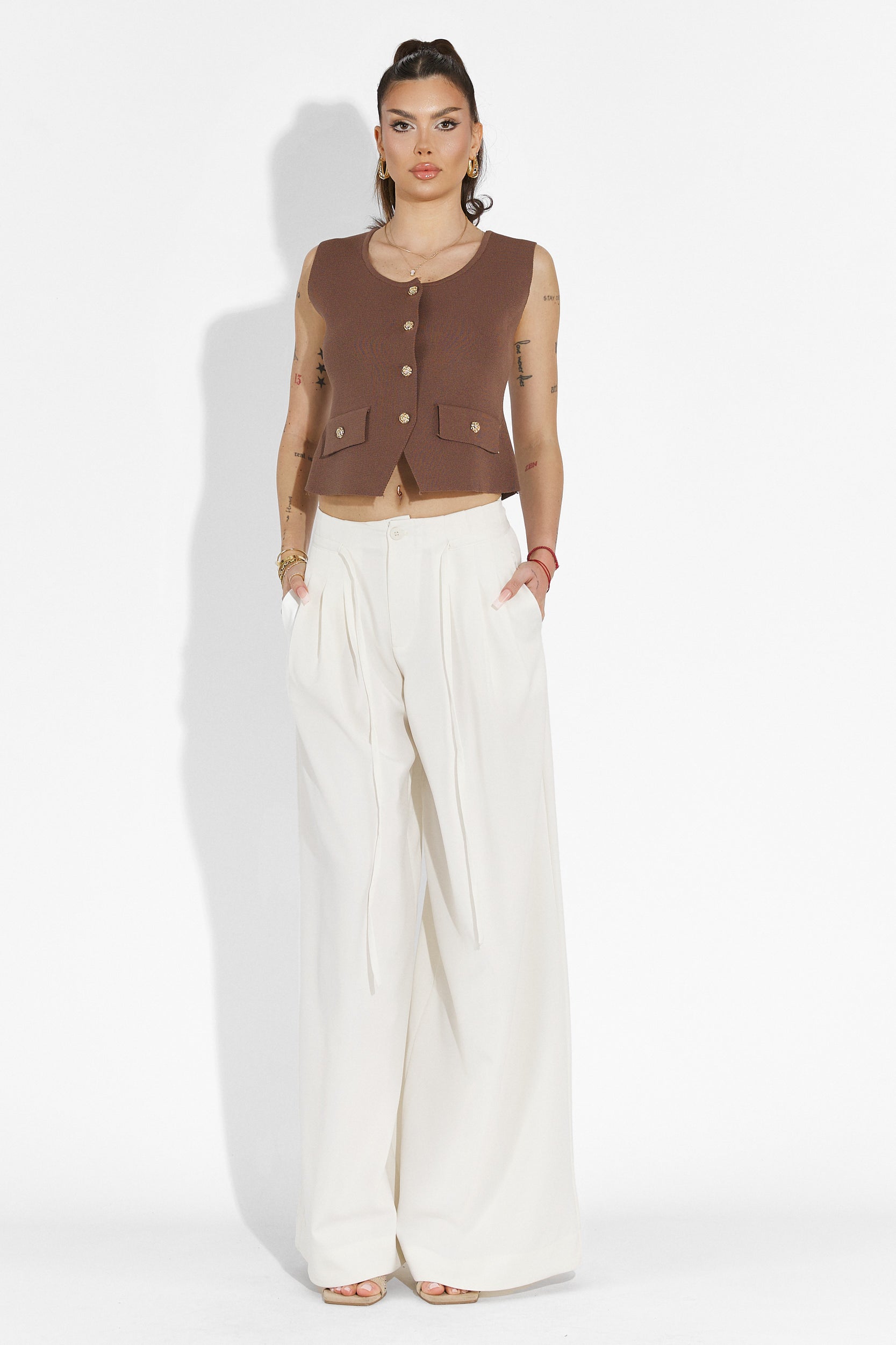 Λευκά casual παντελόνια γυναικεία Eusebiu Bogas