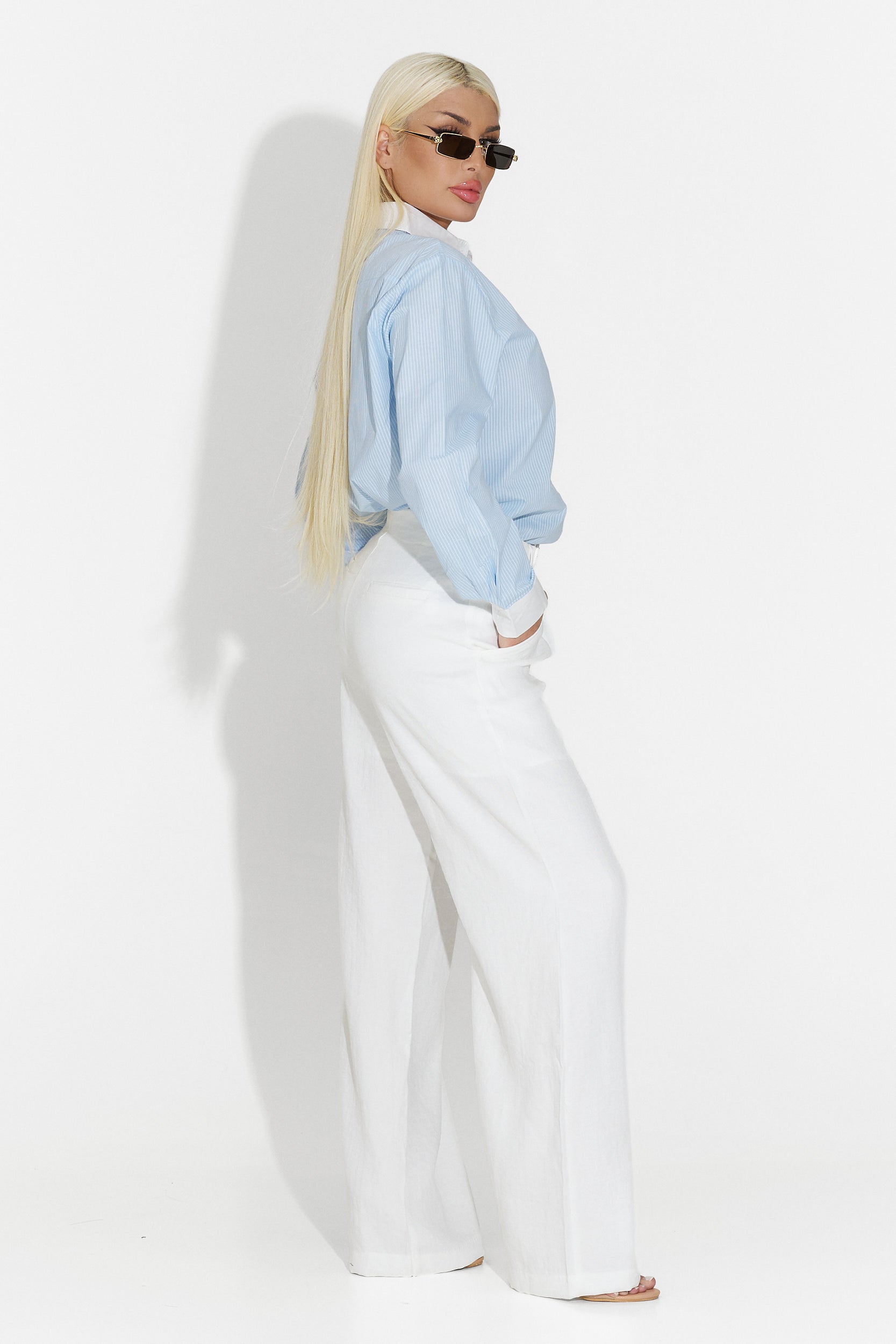 Γυναικείο casual άσπρο παντελόνι Kimny Bogas