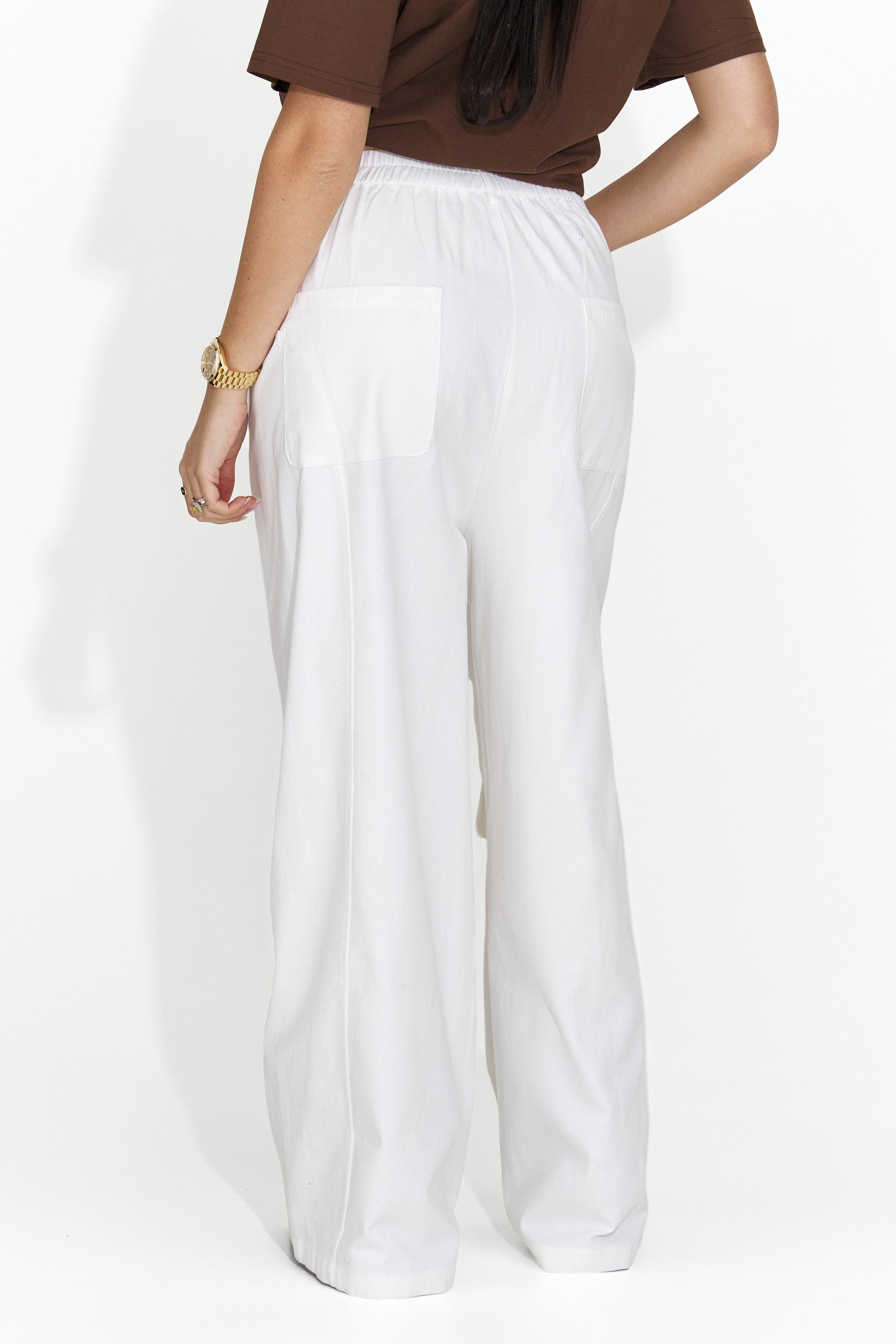 Ležérní bílé dámské kalhoty Nederia Bogas