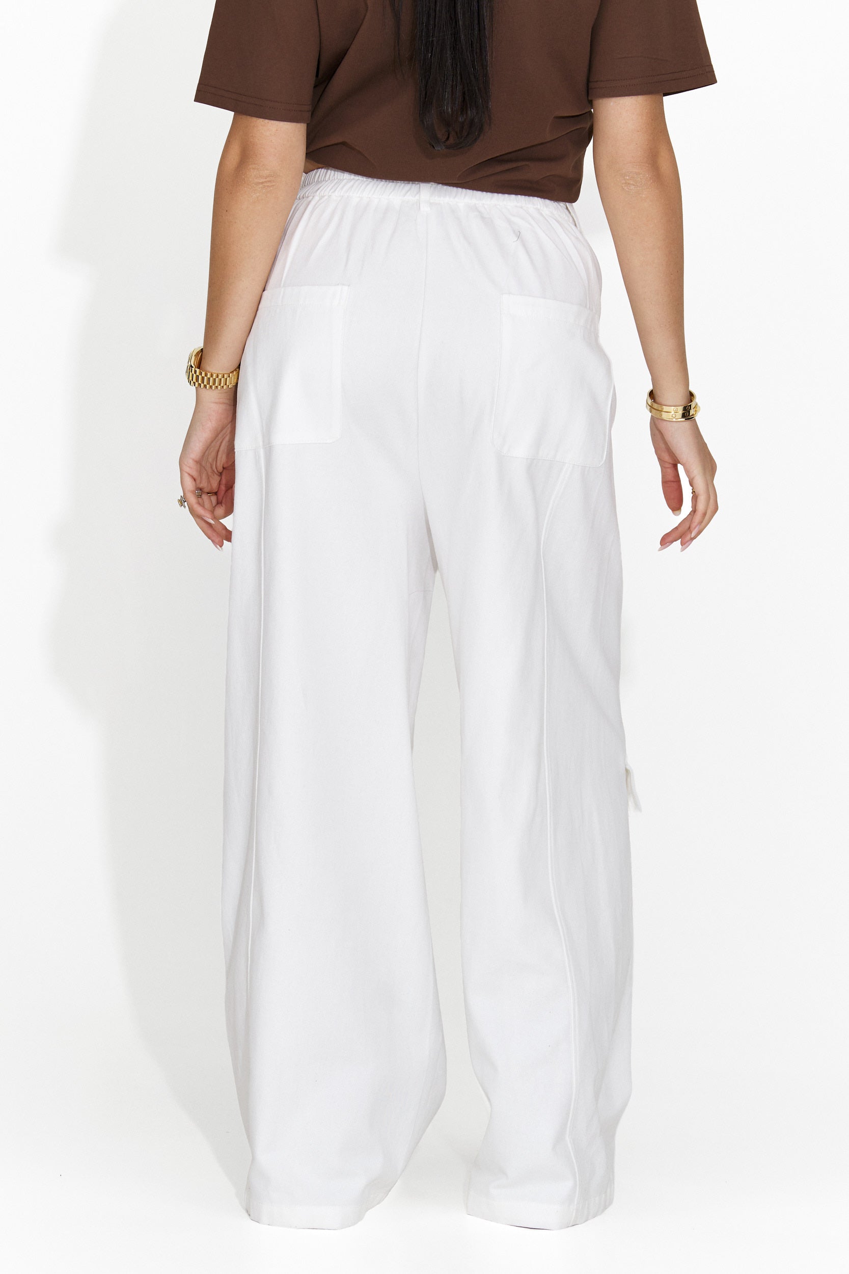 Ležérní bílé dámské kalhoty Nederia Bogas