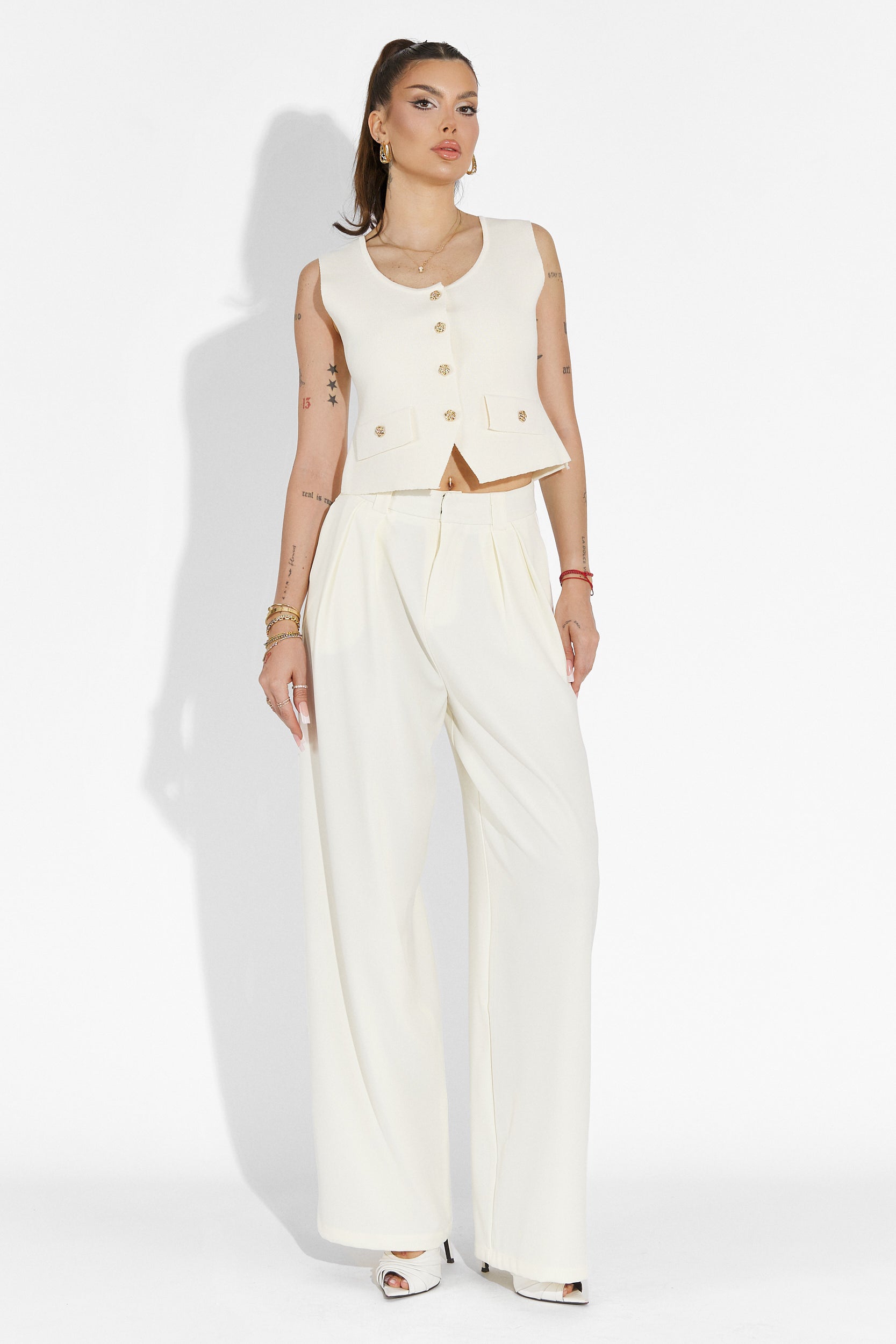 Beige casualbyxor för damer Edward Bogas