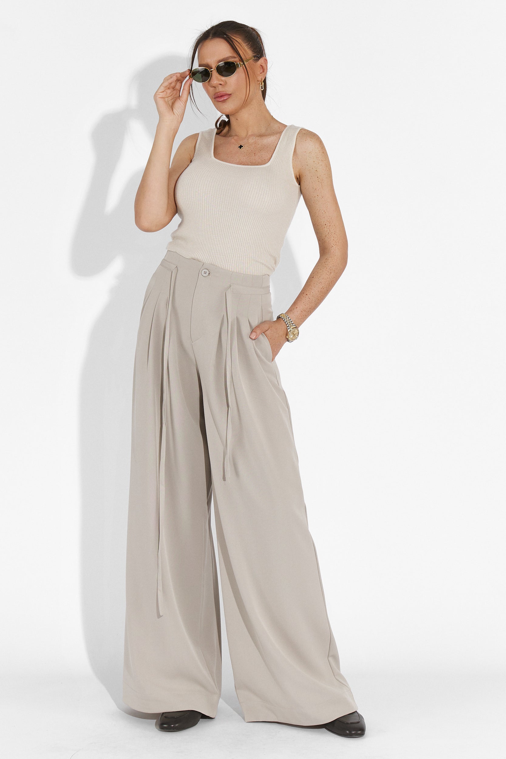 Casualne szare spodnie damskie Eusebiu Bogas