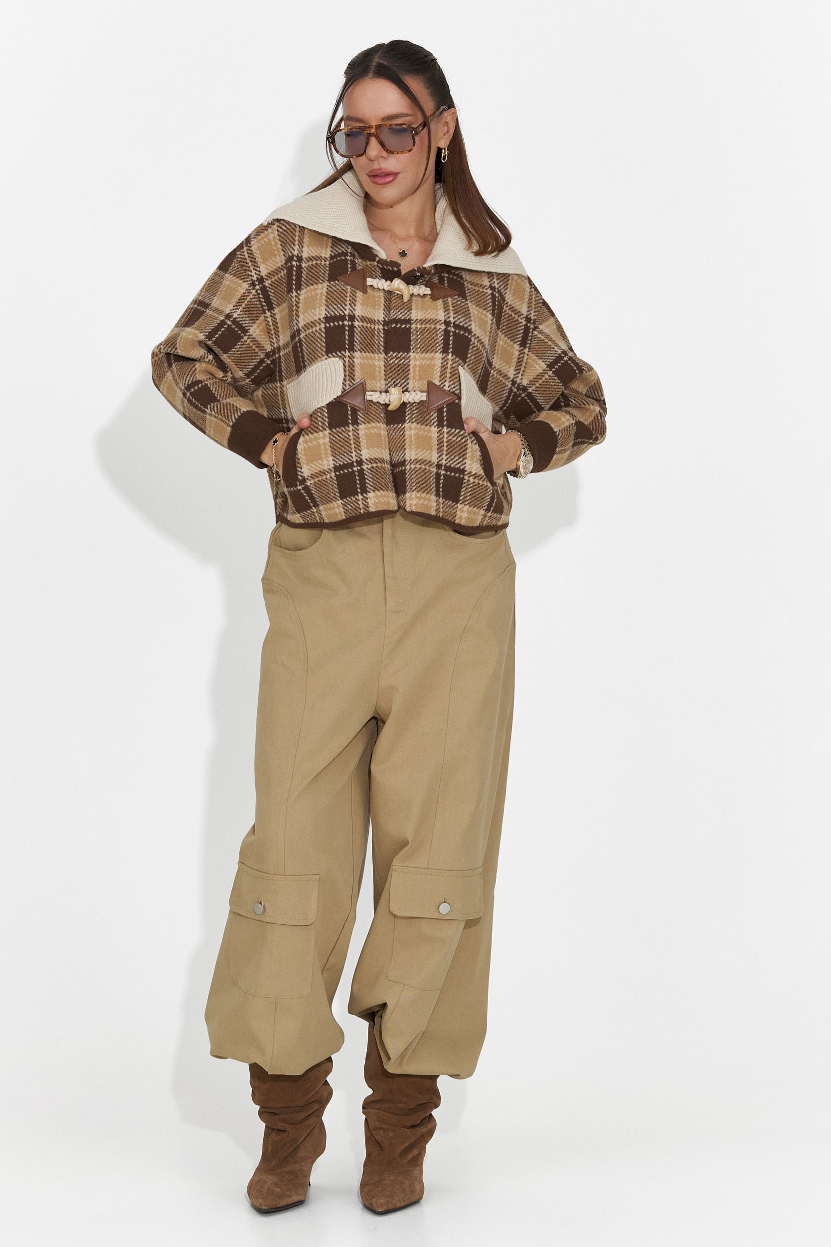 Ležérní hnědé kalhoty pro ženy Nederia Bogas