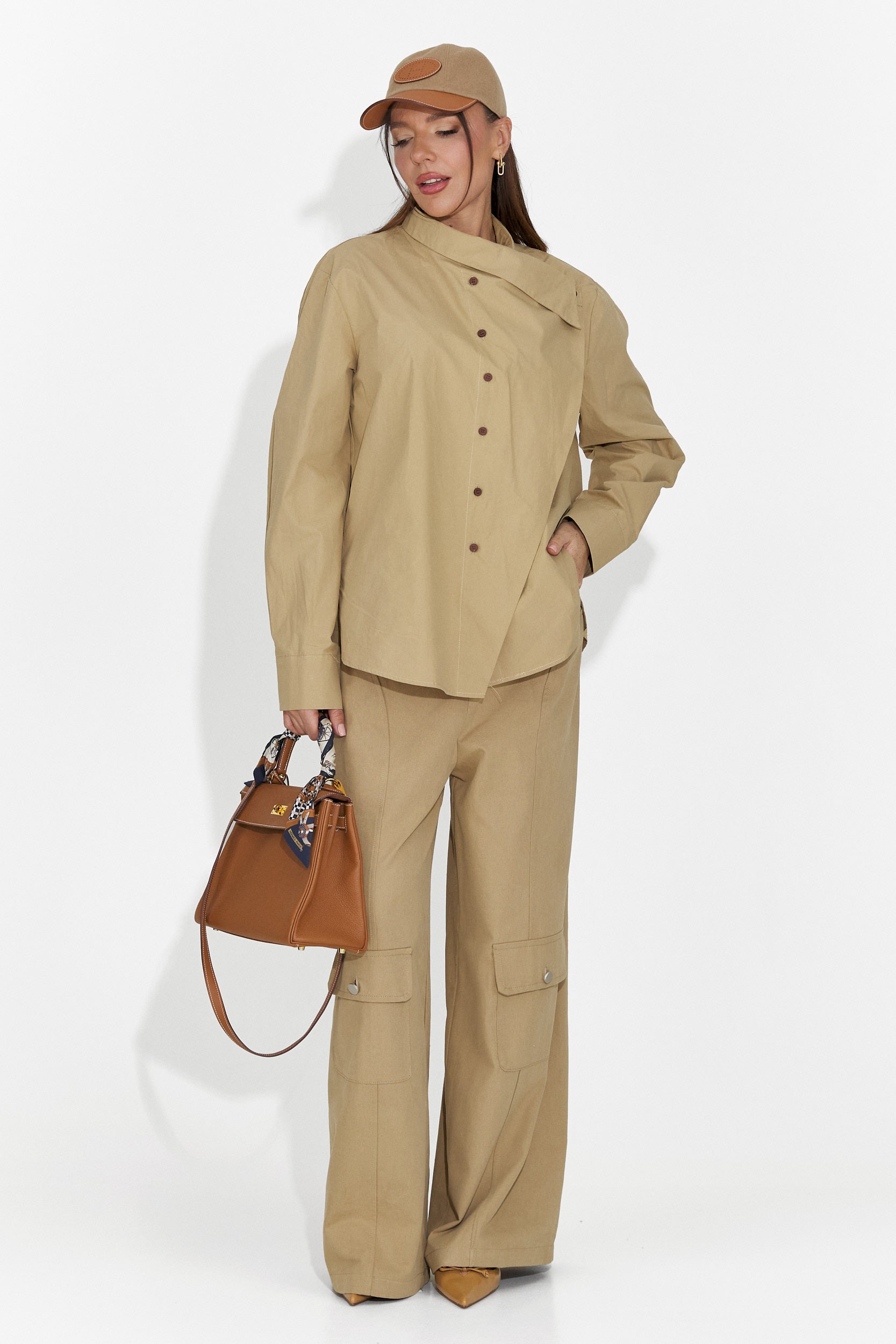 Ležérní hnědé kalhoty pro ženy Nederia Bogas