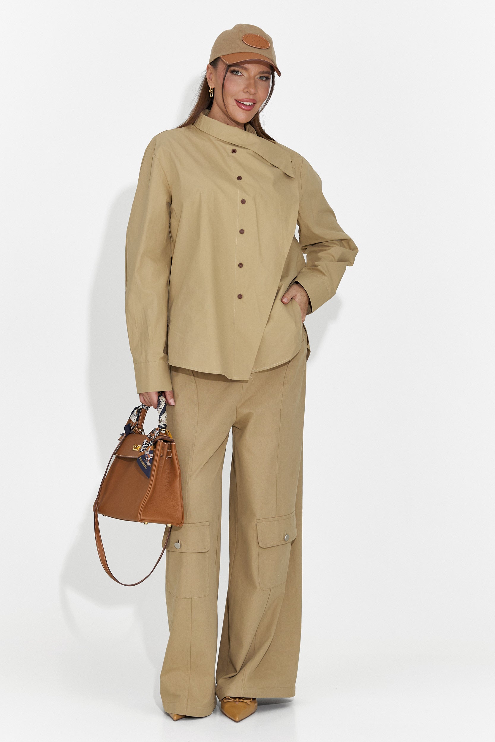 Ležérní hnědé kalhoty pro ženy Nederia Bogas