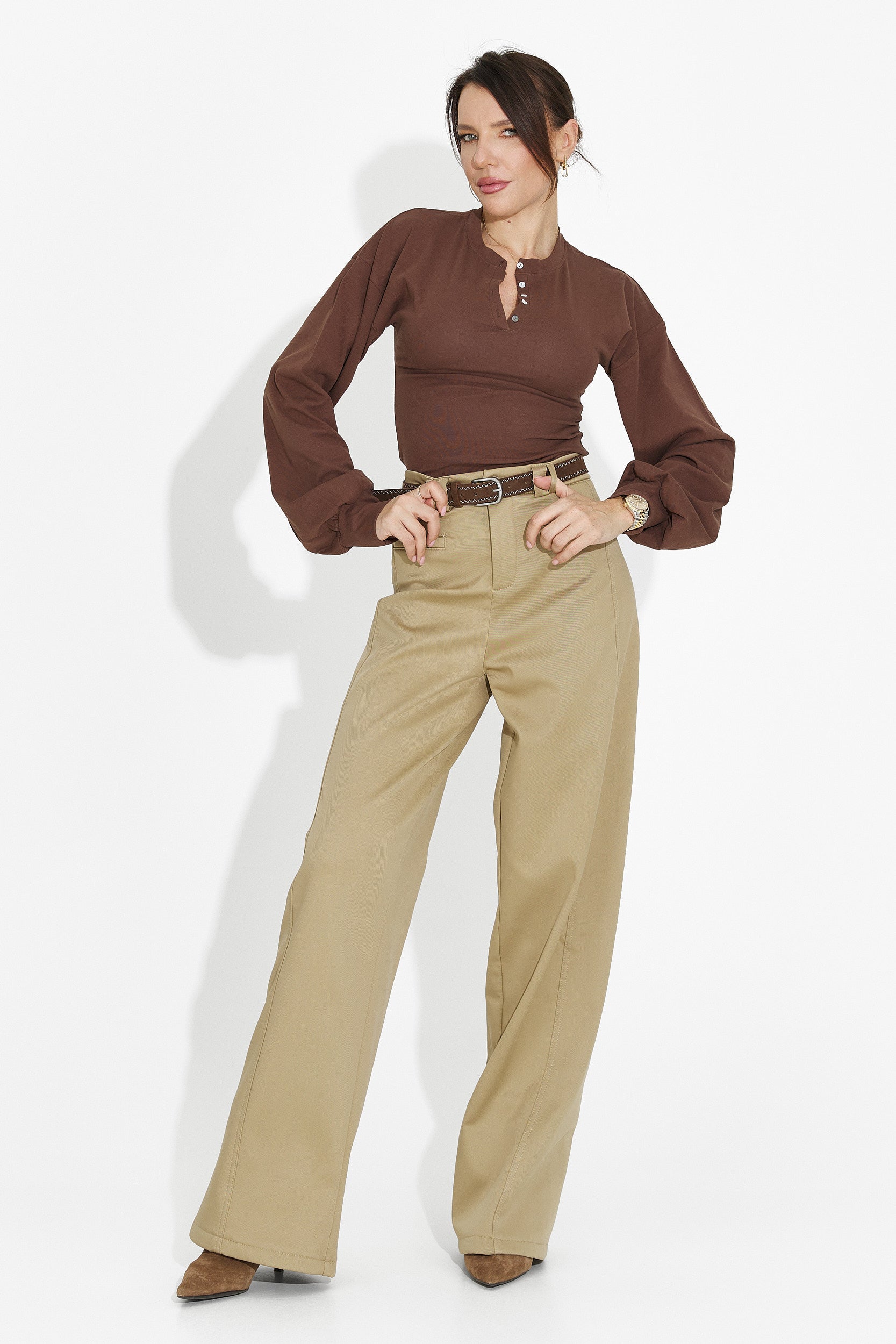 Elegant beige women's pants Avilina Bogas