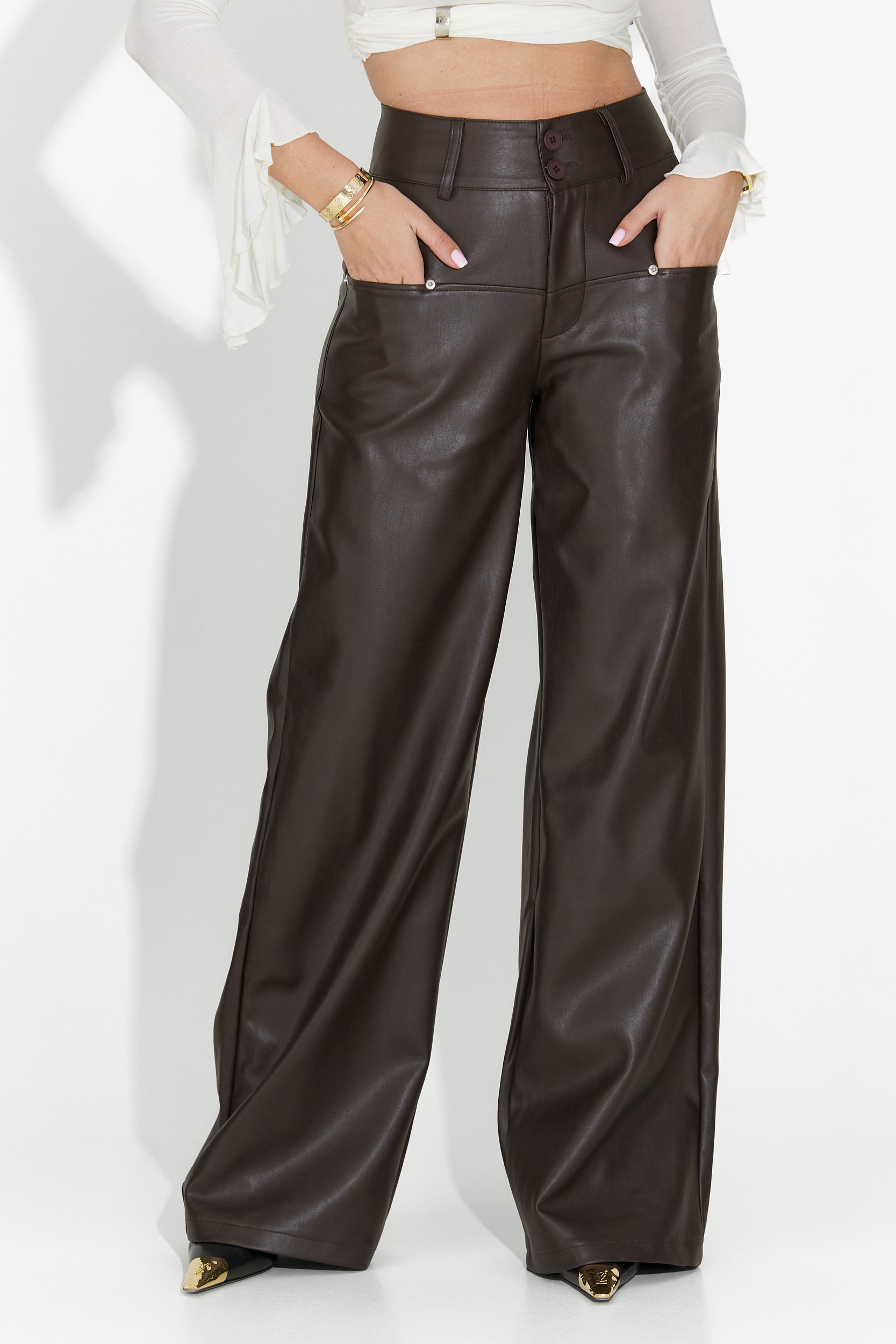 Κομψό γυναικείο παντελόνι καφέ Clorina Bogas