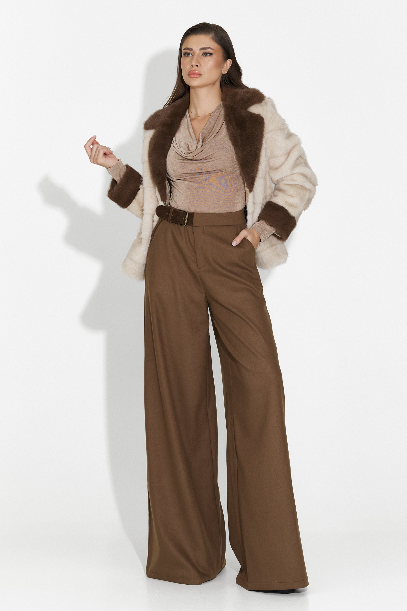Velira Bogas Elegant Brown Ladies Trousers