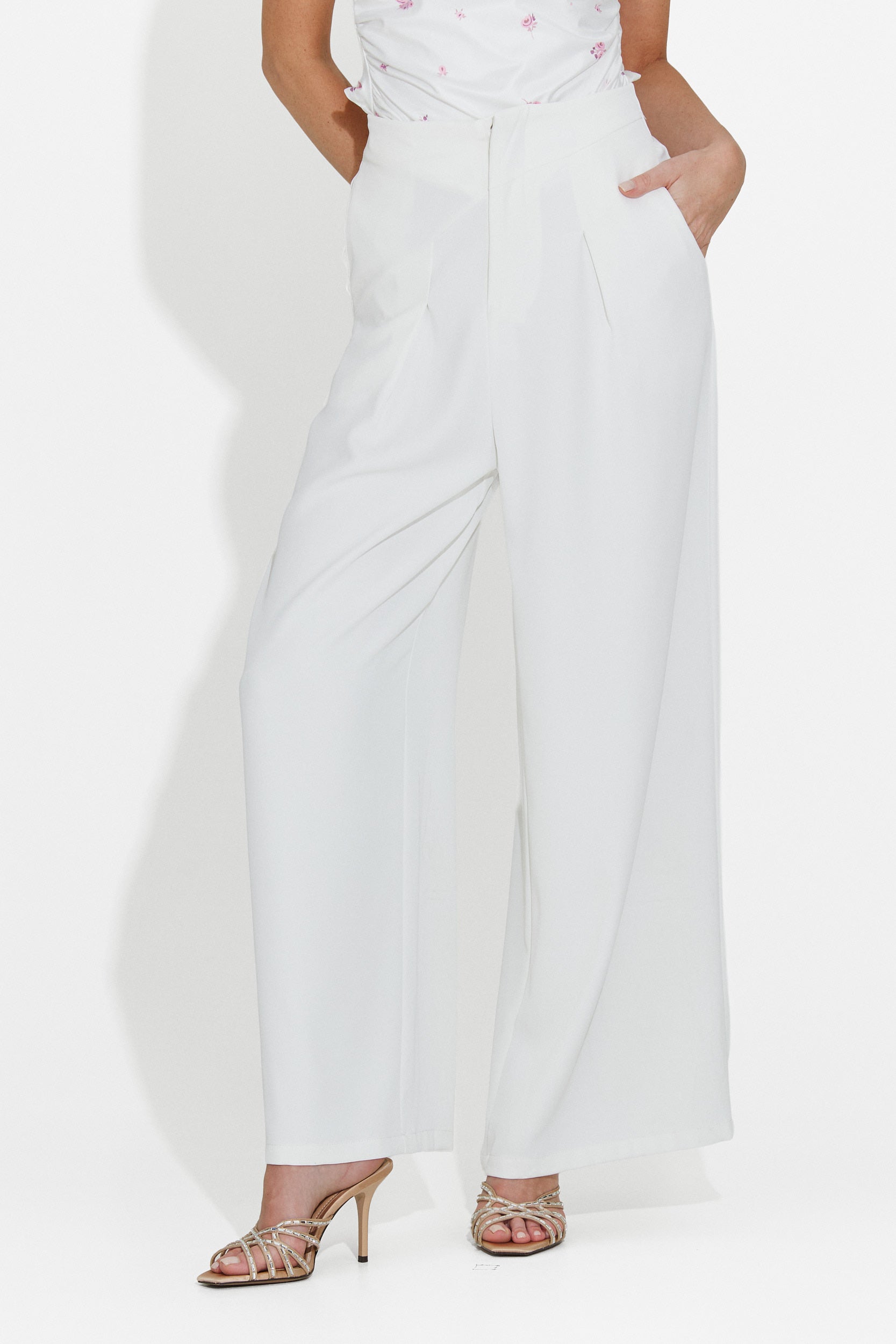 Women's long elegant white pants Crystia Bogas