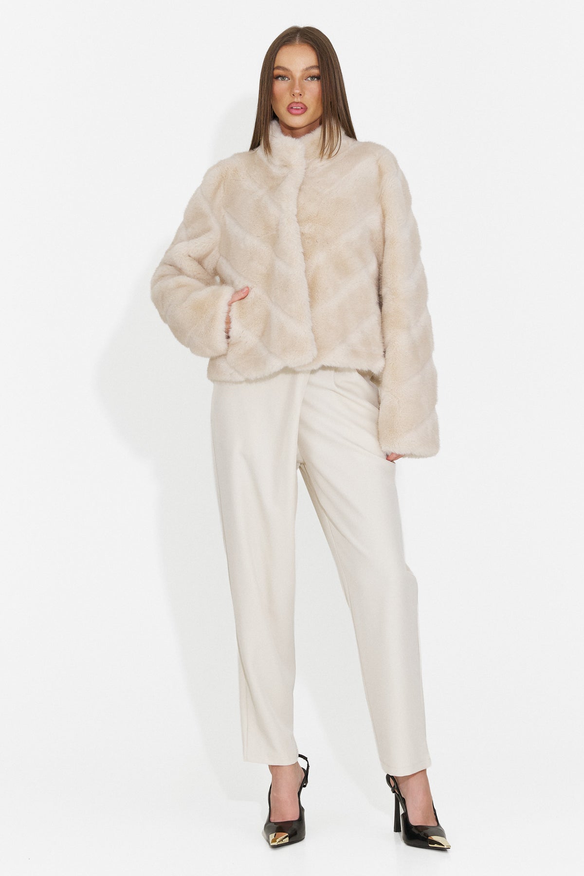 Pantaloni eleganti crem Hanoriaria Bogas
