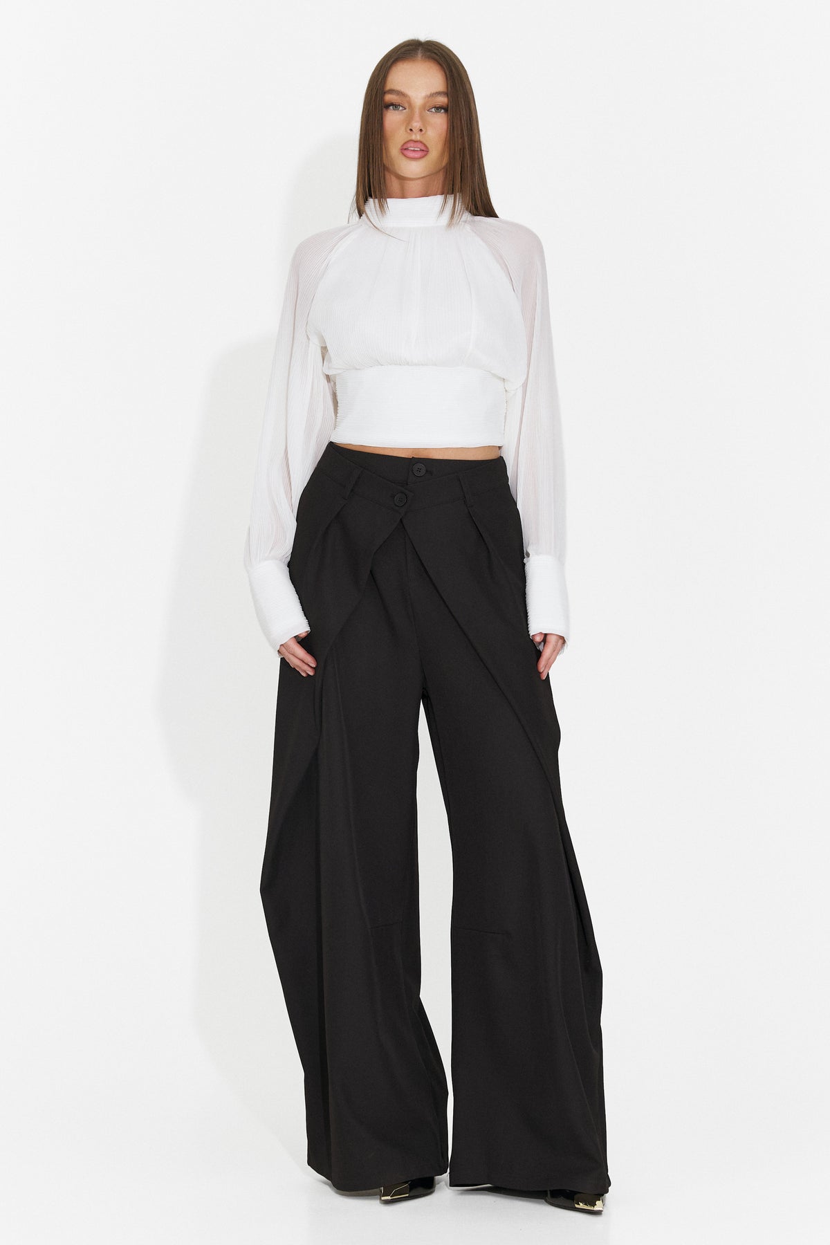 Pantaloni eleganti negri Veliritara Bogas