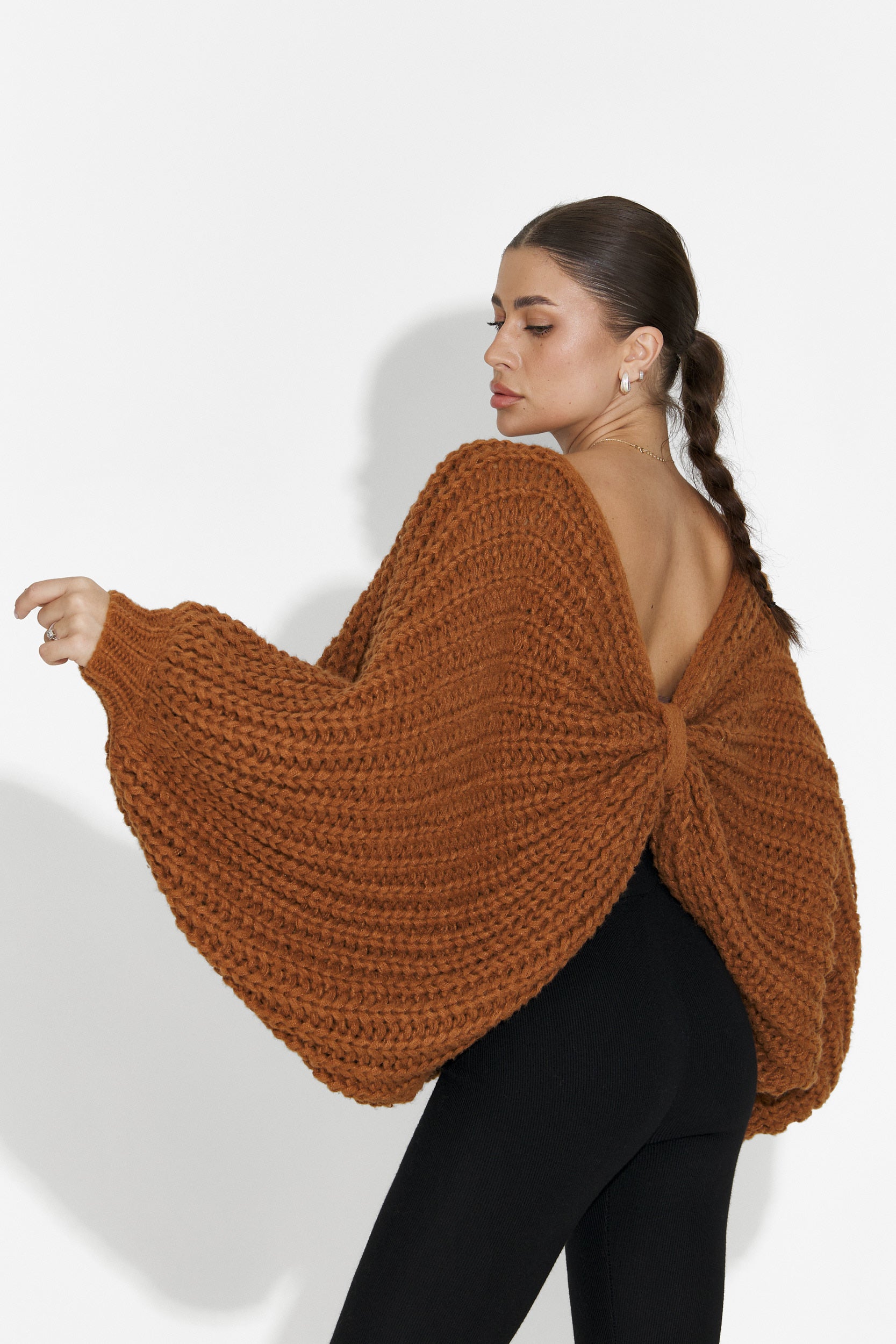 Raviana Bogas Lässiger Brauner Damenpullover