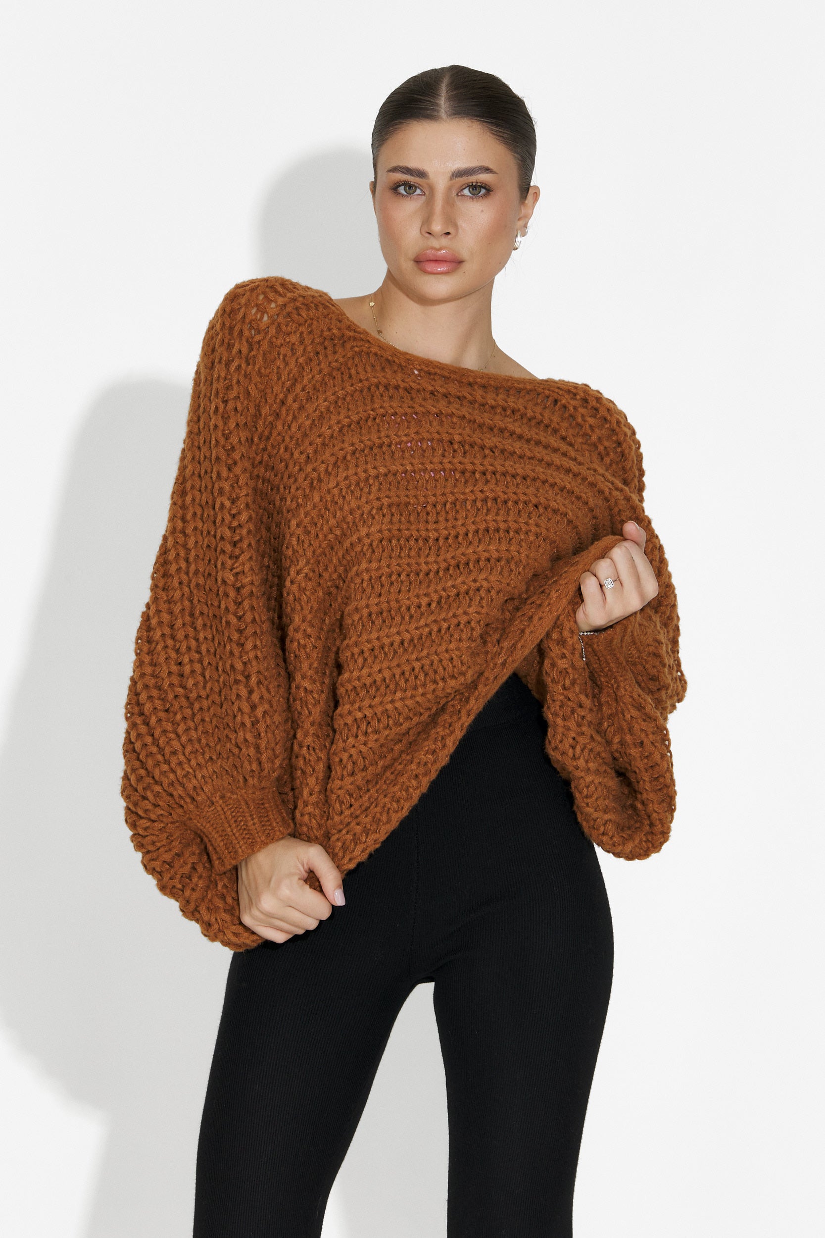 Raviana Bogas Lässiger Brauner Damenpullover