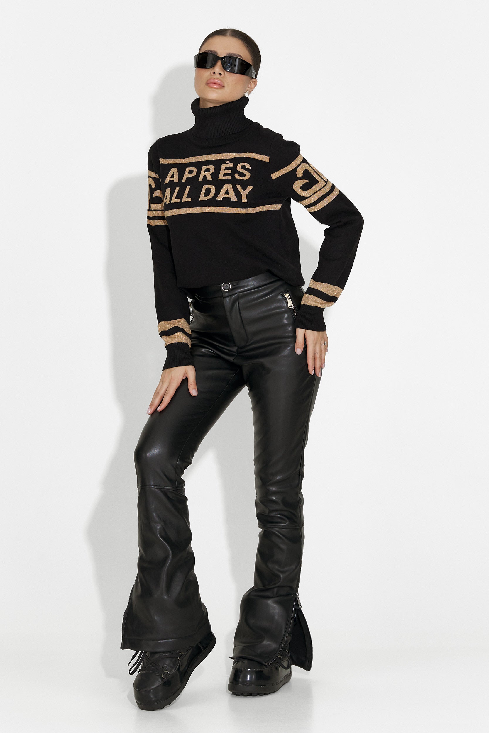 Sweter narciarski damski czarny Jovelia Bogas