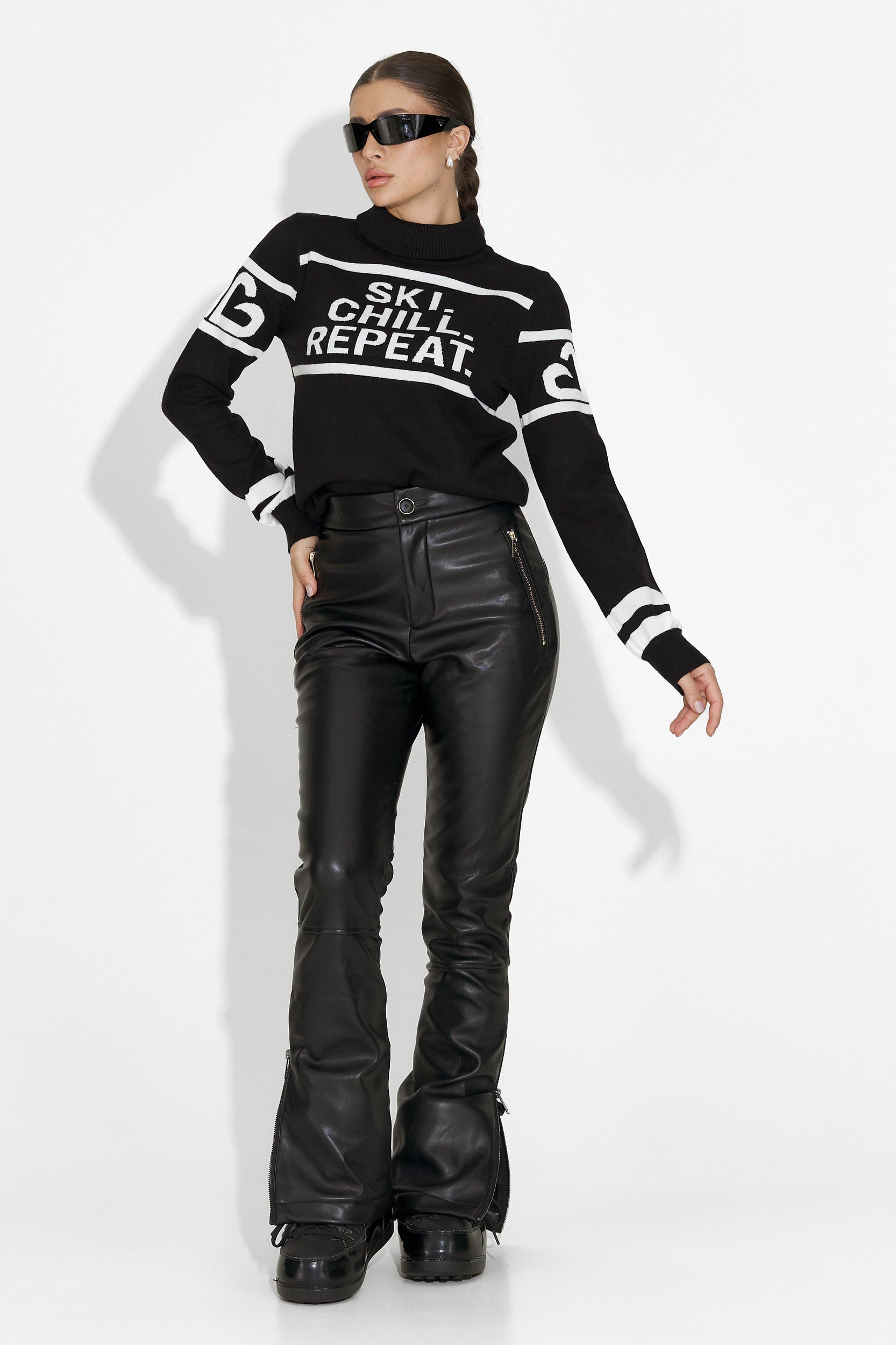 Sweter narciarski damski czarny Lanaki Bogas