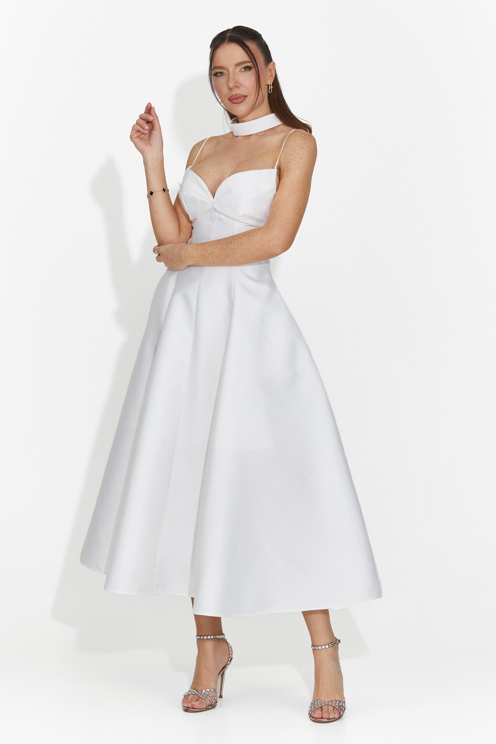 Langes weißes Damenkleid Coriza Bogas