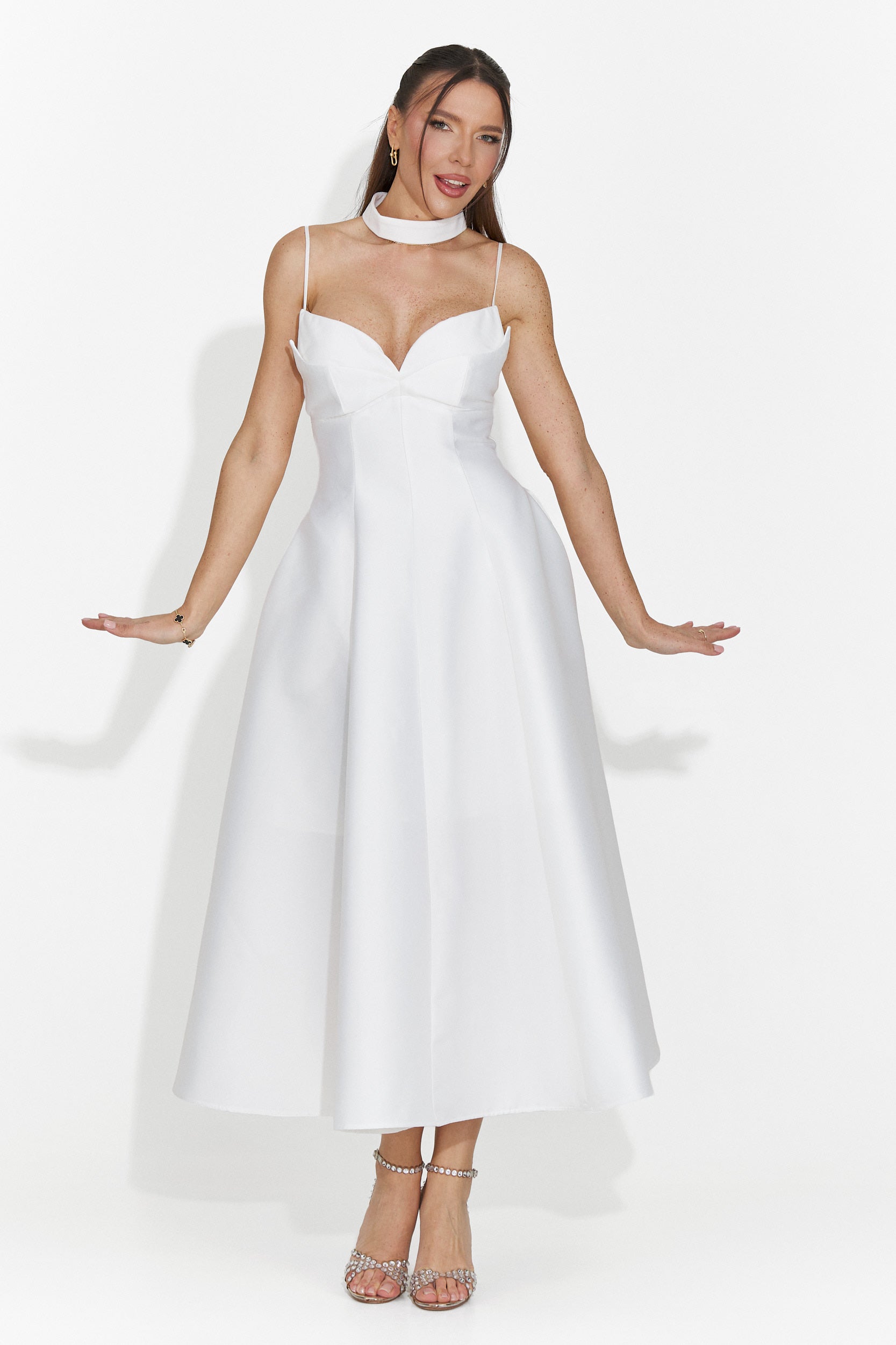 Coriza Bogas Langes weißes Damenkleid