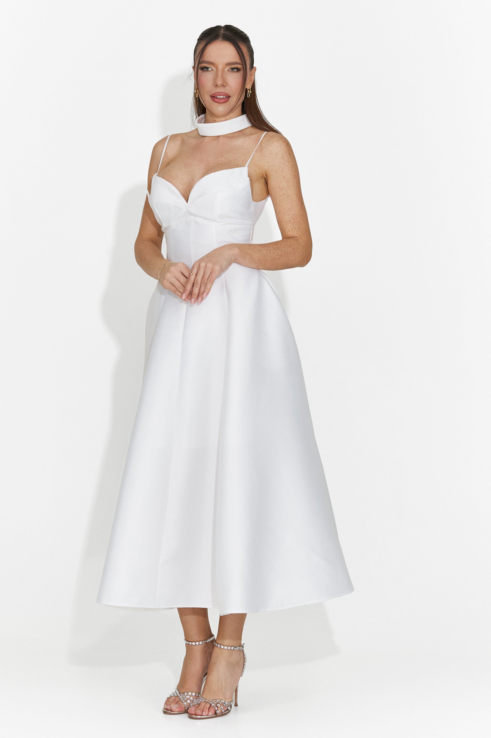 Coriza Bogas Langes weißes Damenkleid