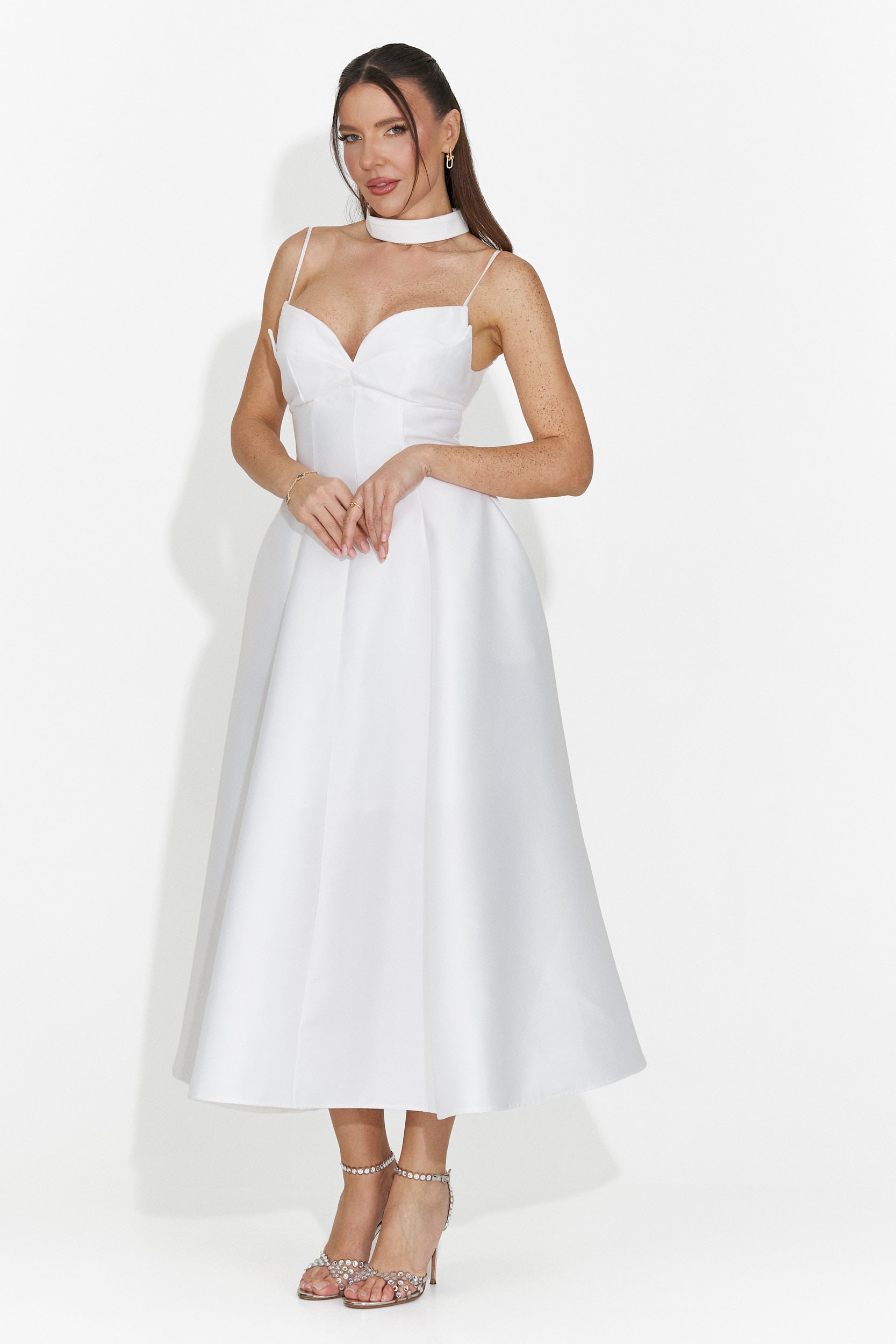 Coriza Bogas Langes weißes Damenkleid