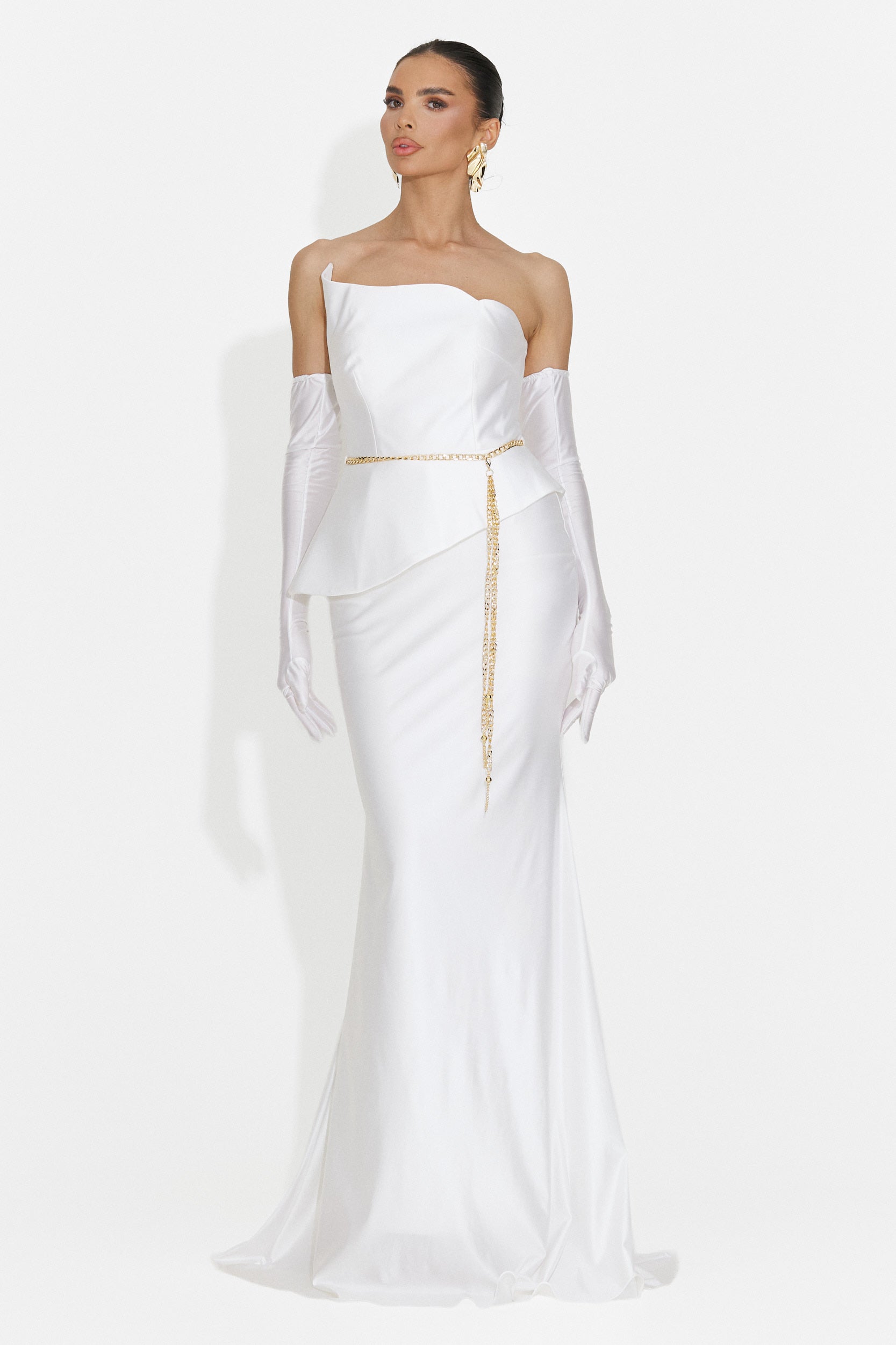 Merle Bogas Langes weißes Damenkleid