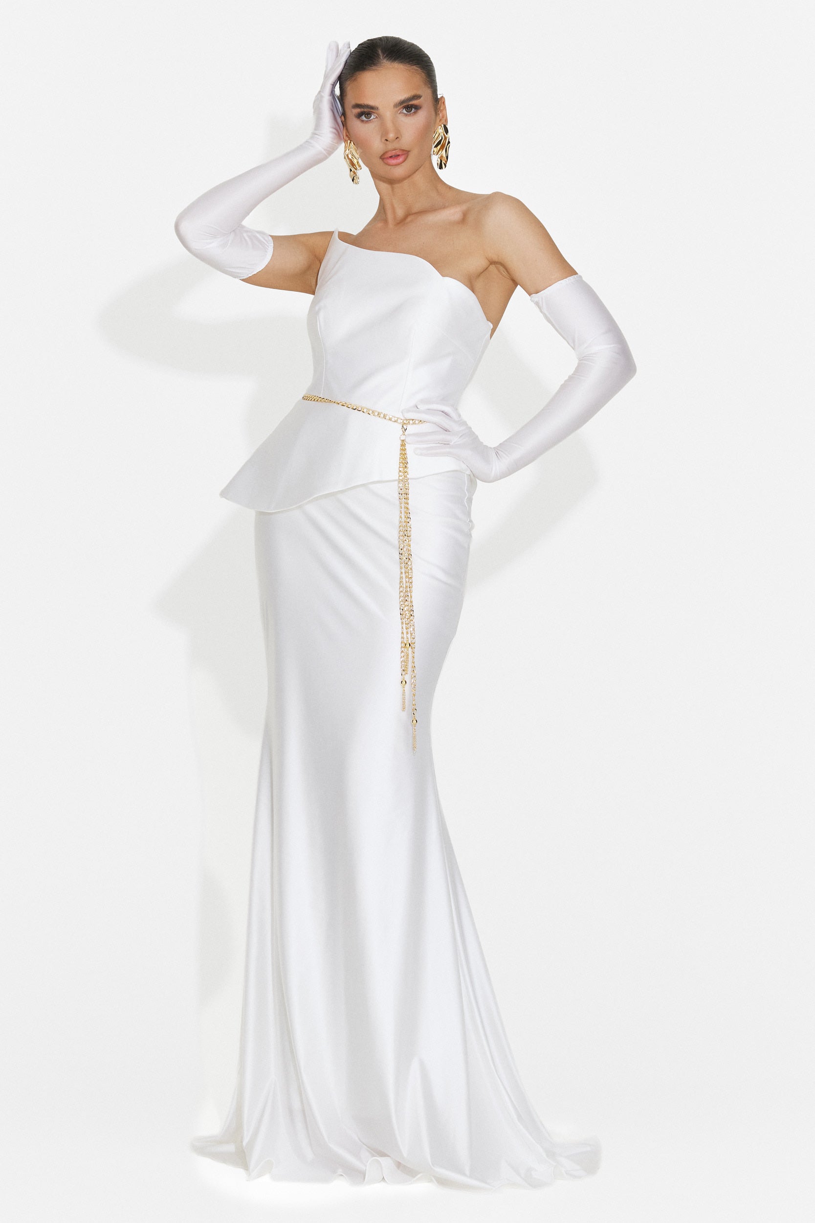 Merle Bogas Langes weißes Damenkleid