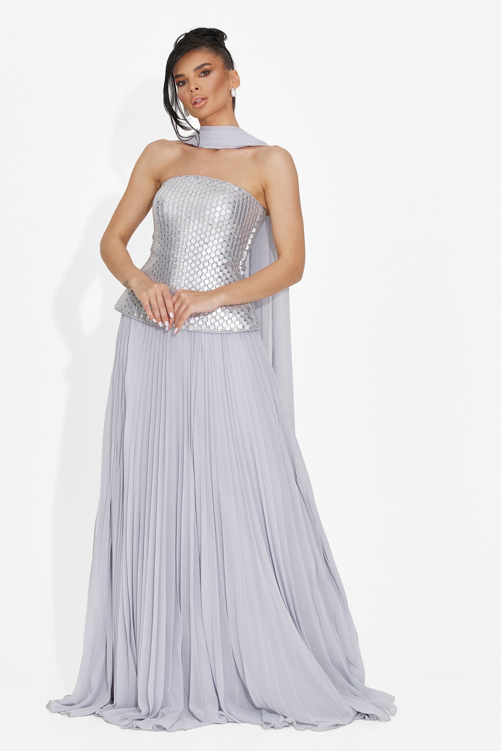 Rochie dama lunga argintie Rofelia Bogas