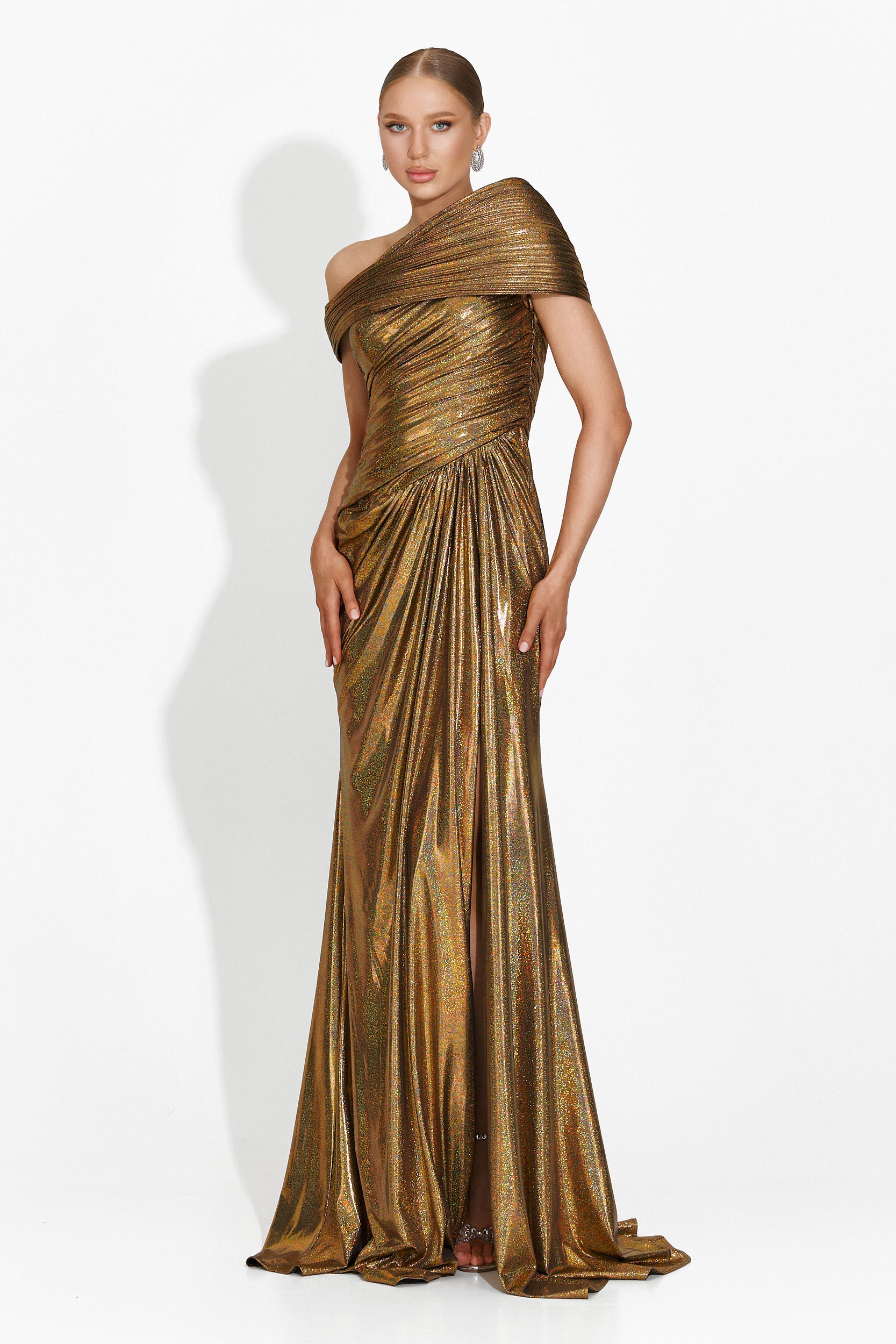 Melonie Bogas Long Golden Ladies Dress
