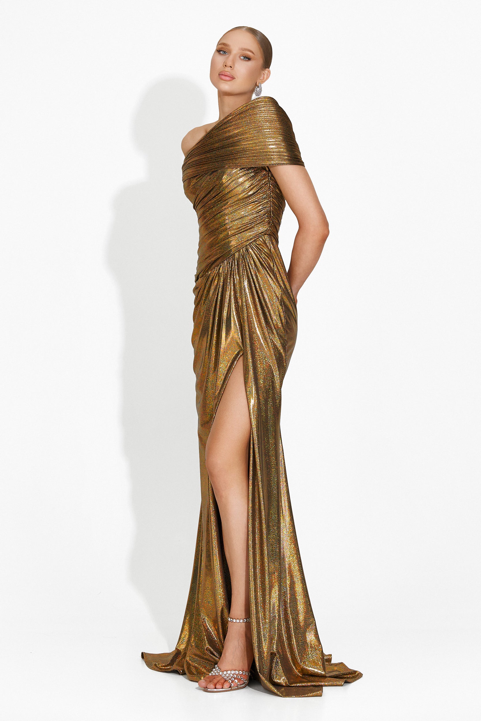 Długa złota sukienka damska Melonie Bogas