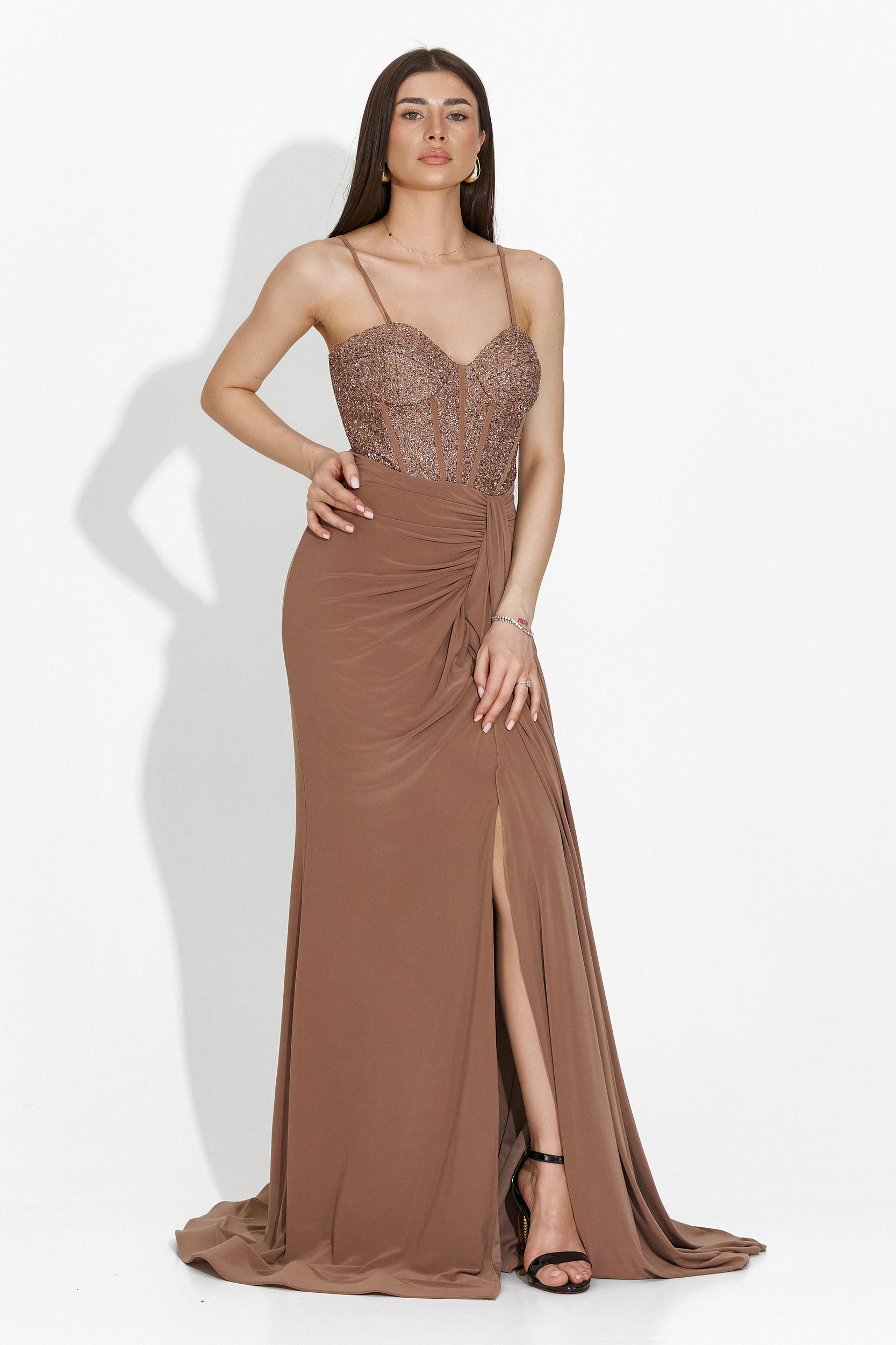 Alexandria Bogas Long Beige Dress for Women