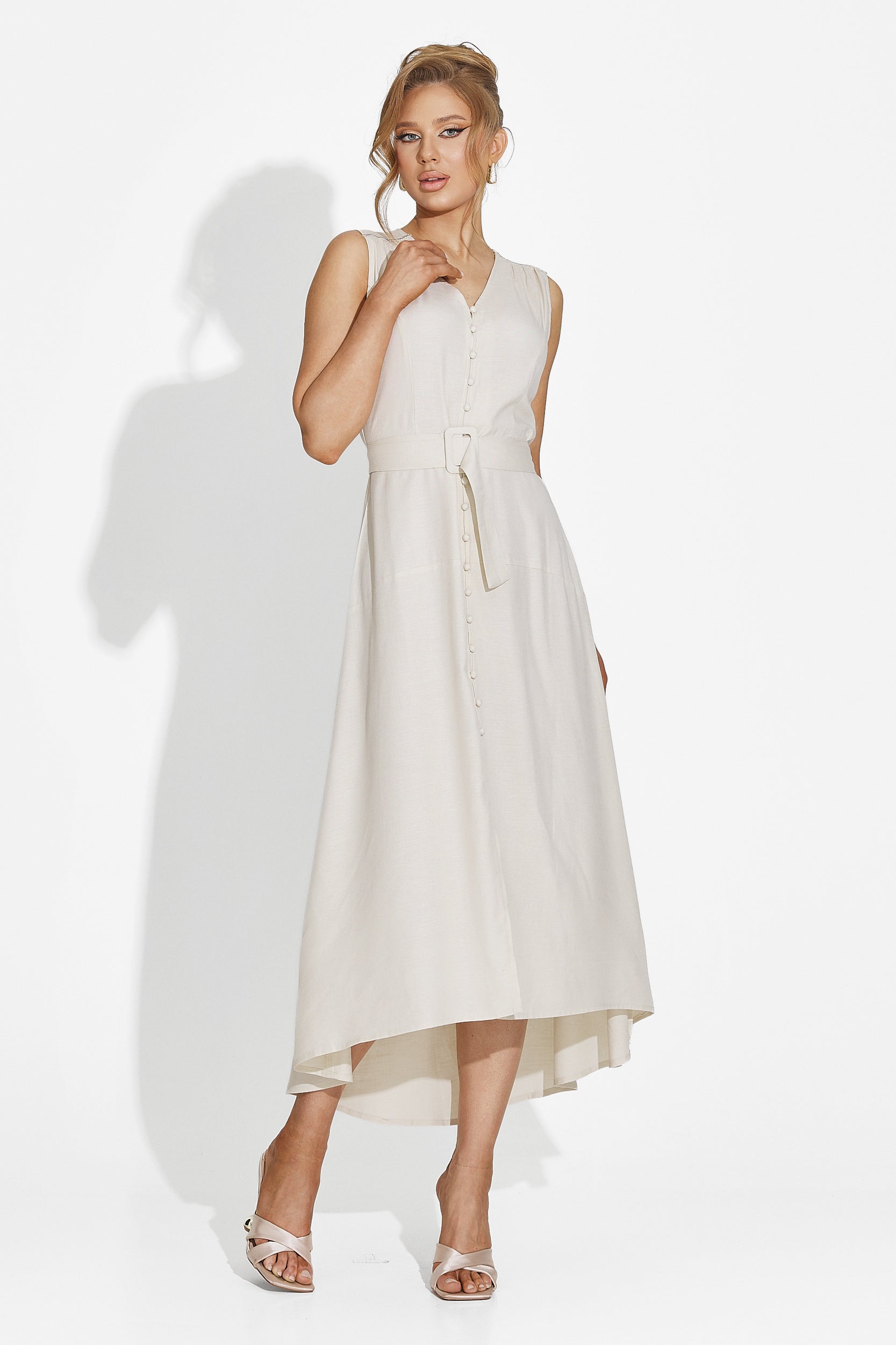 Μακριά φόρεμα γυναικείο μπεζ Anasty Bogas