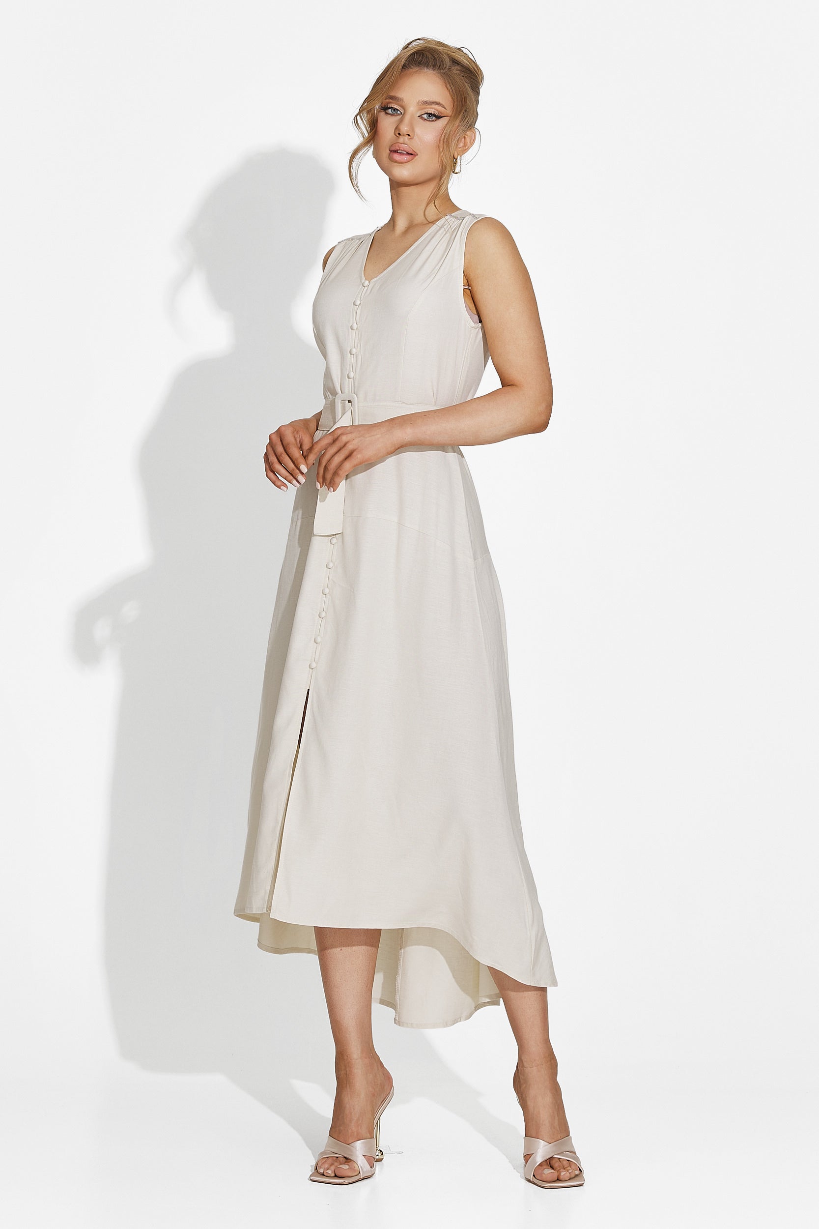 Μακριά φόρεμα γυναικείο μπεζ Anasty Bogas