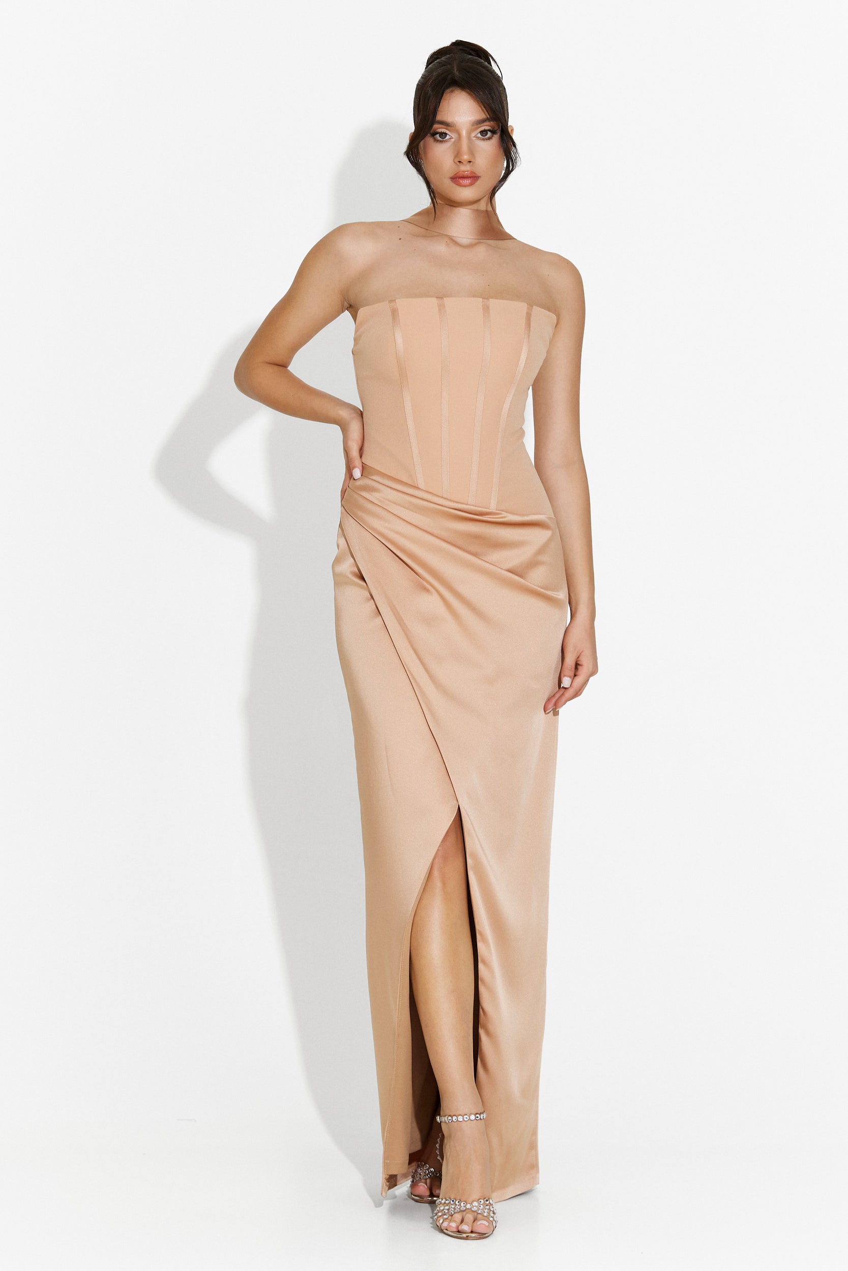 Kerya Bogas Long Beige Ladies Dress