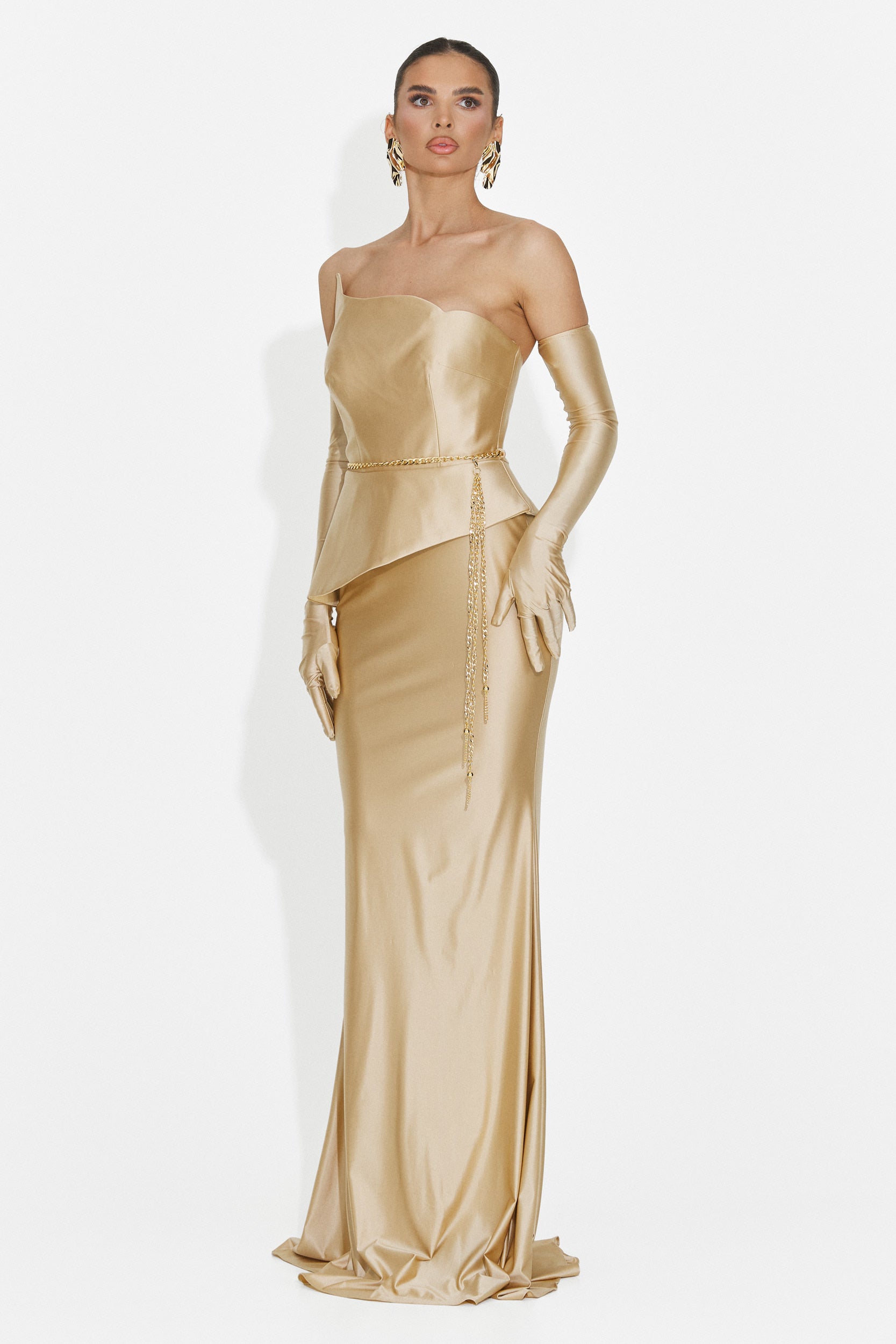 Merle Bogas Langes Beiges Damenkleid